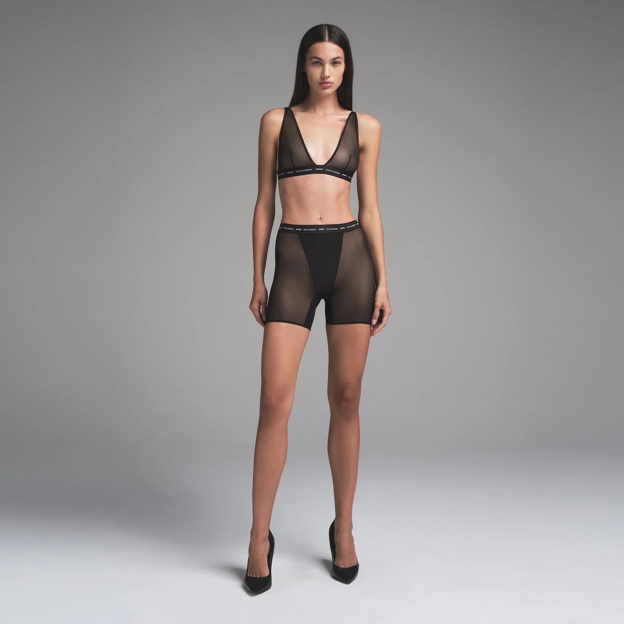 SKIMS DOLCE&GABBANA X ULTRA FINE MESH PLUNGE BRALETTE | ONYX - SÜTYEN - My Suti