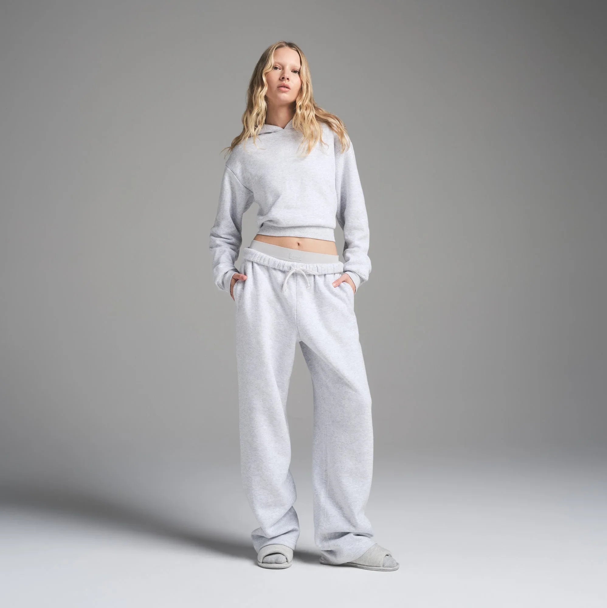 SKIMS COTTON FLEECE SHRUNKEN HOODIE | LIGHT HEATHER GREY - KAPŞONLU SWEATSHIRT - My Suti