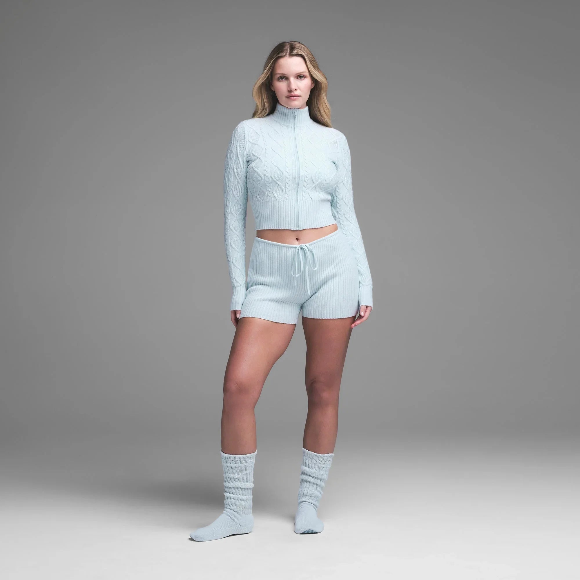 SKIMS SWEATER KNIT ZIP UP | CLOUD - KAZAK - My Suti