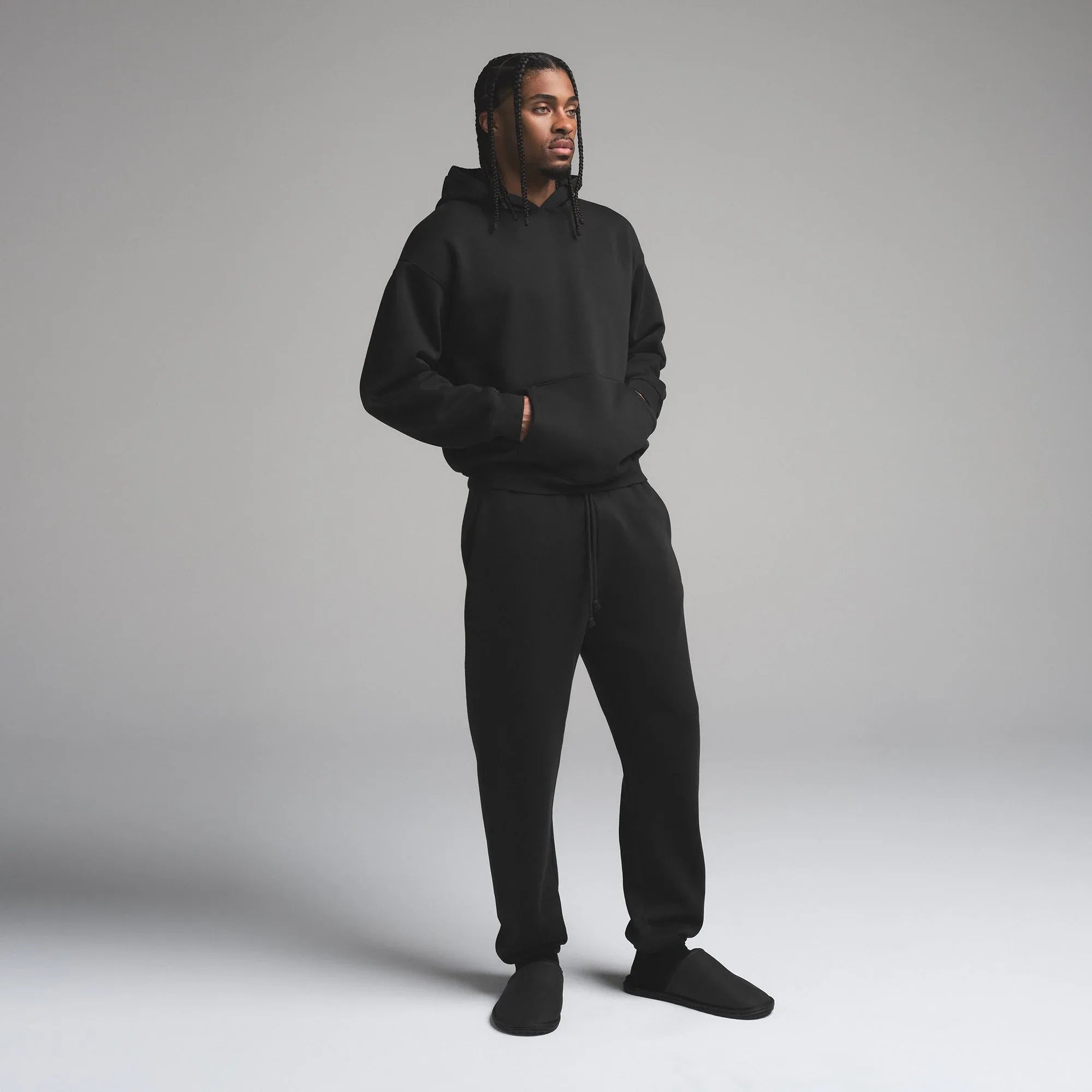 SKIMS FLEECE LOUNGE MENS RELAXED HOODIE | WASHED ONYX - KAPŞONLU SWEATSHIRT - My Suti