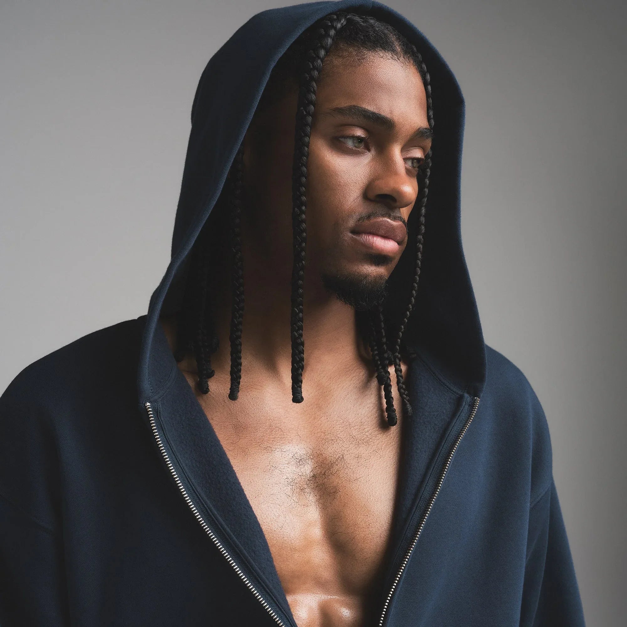 SKIMS FLEECE LOUNGE MENS RELAXED ZIP UP HOODIE | NAVY - KAPŞONLU SWEATSHIRT - My Suti