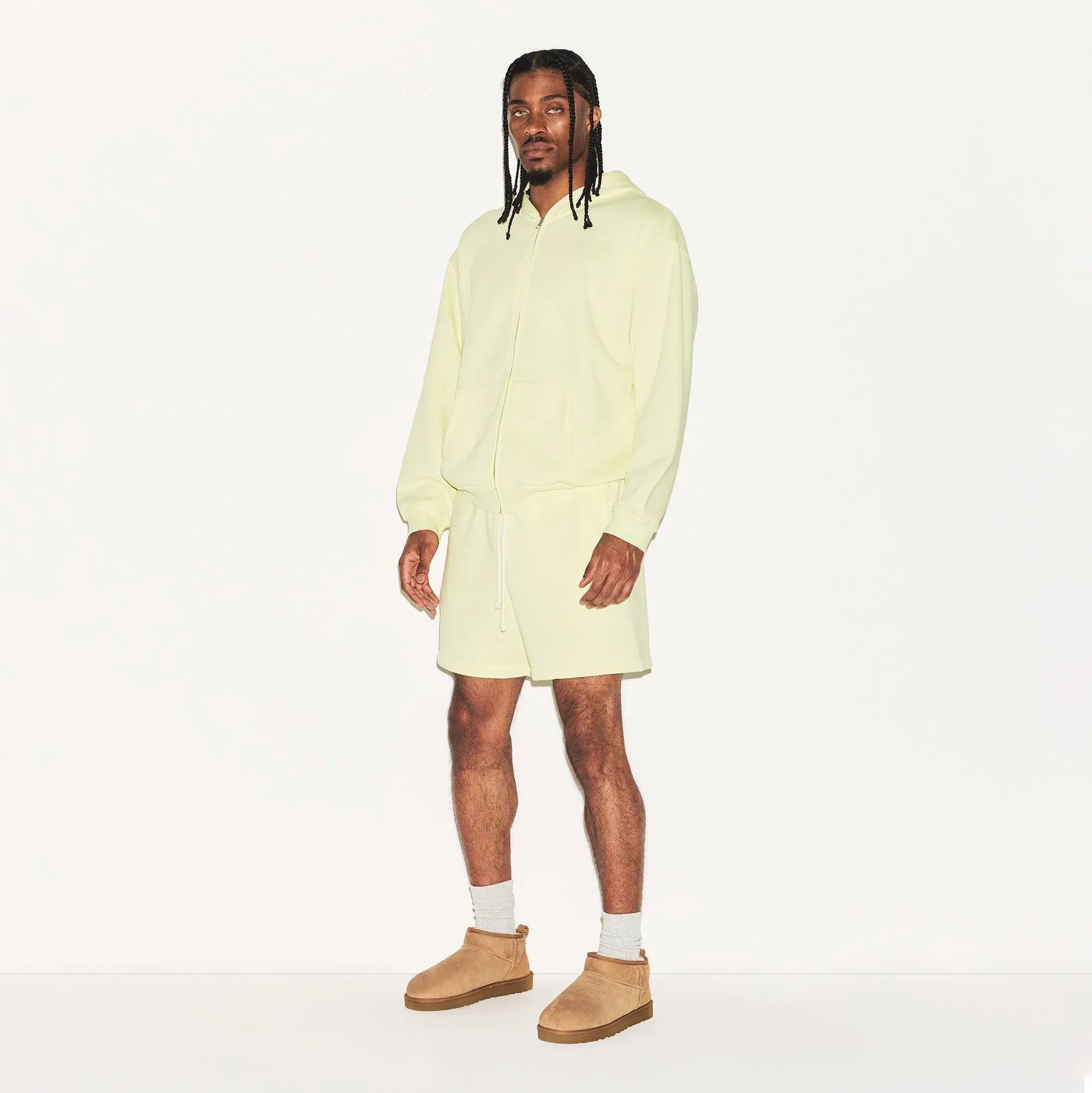 SKIMS FLEECE LOUNGE MENS RELAXED ZIP UP HOODIE | SULFUR - KAPŞONLU ÜST - My Suti