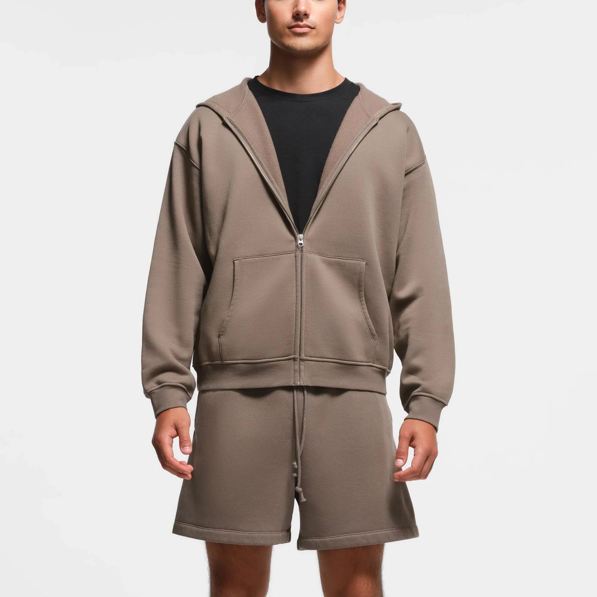 SKIMS FLEECE LOUNGE MENS RELAXED ZIP UP HOODIE | TRUFFLE - KAPŞONLU ÜST - My Suti