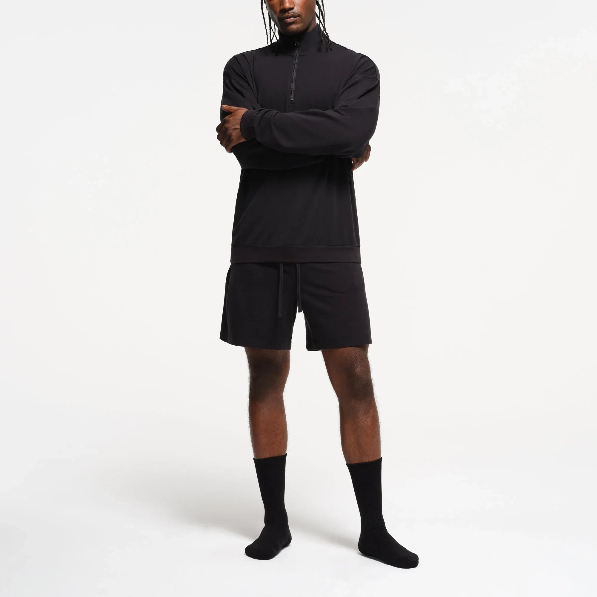 SKIMS JERSEY LOUNGE MENS RELAXED QUARTER ZIP PULLOVER | OBSIDIAN - KAZAK - My Suti