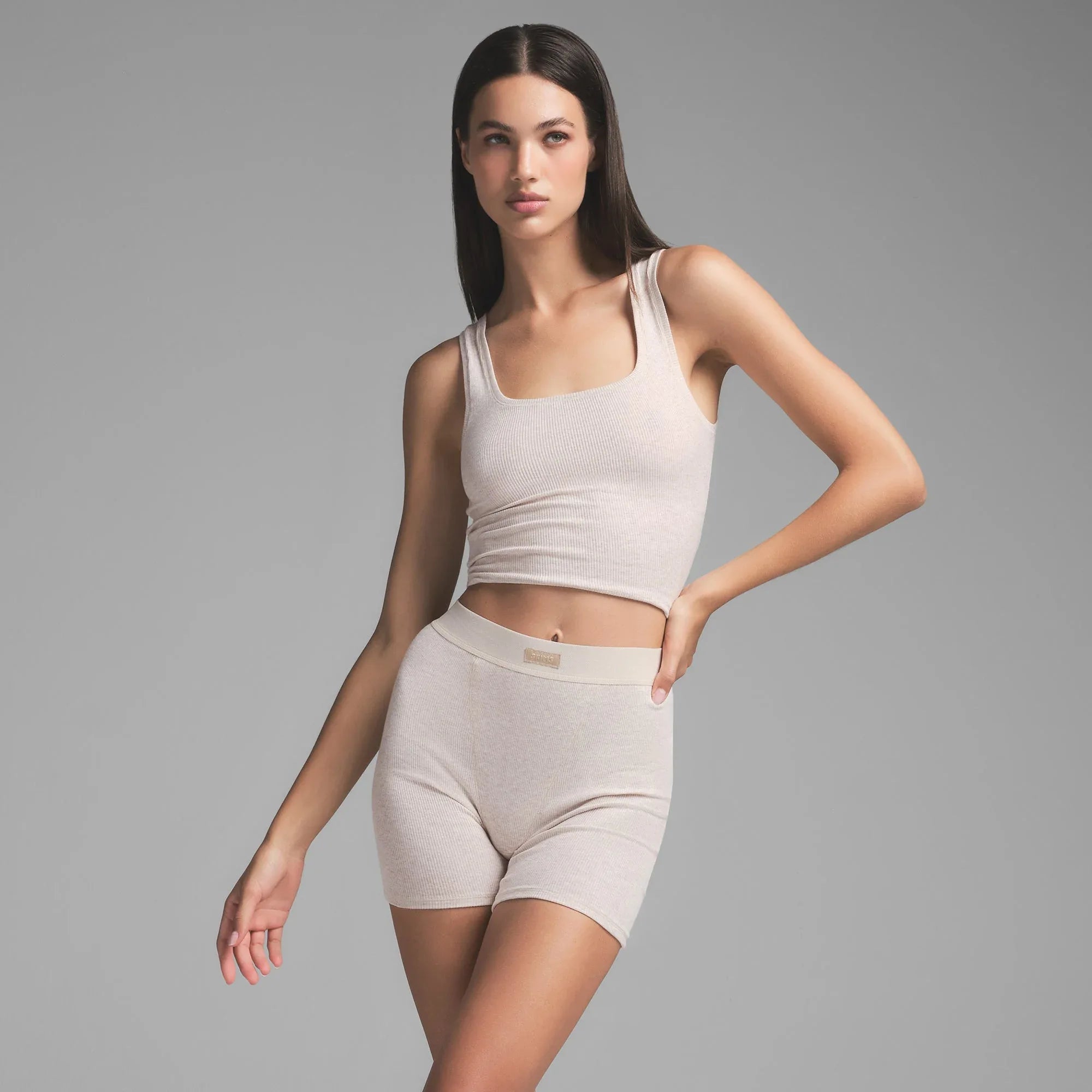SKIMS COTTON RIB BOXER | HEATHER OATMEAL - KUTU ŞORT - My Suti