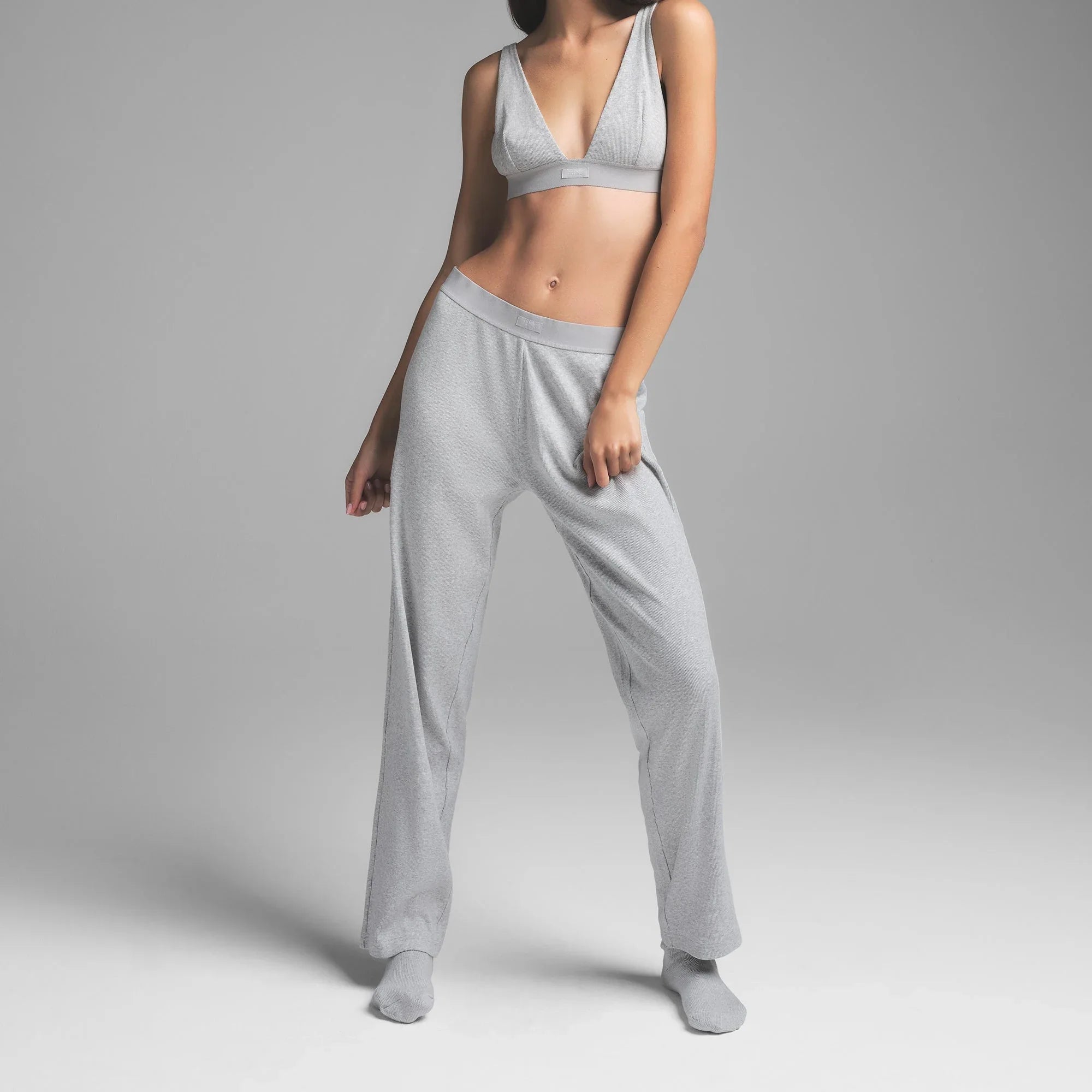 SKIMS COTTON RIB PANT | LIGHT HEATHER GREY - TAYT - My Suti