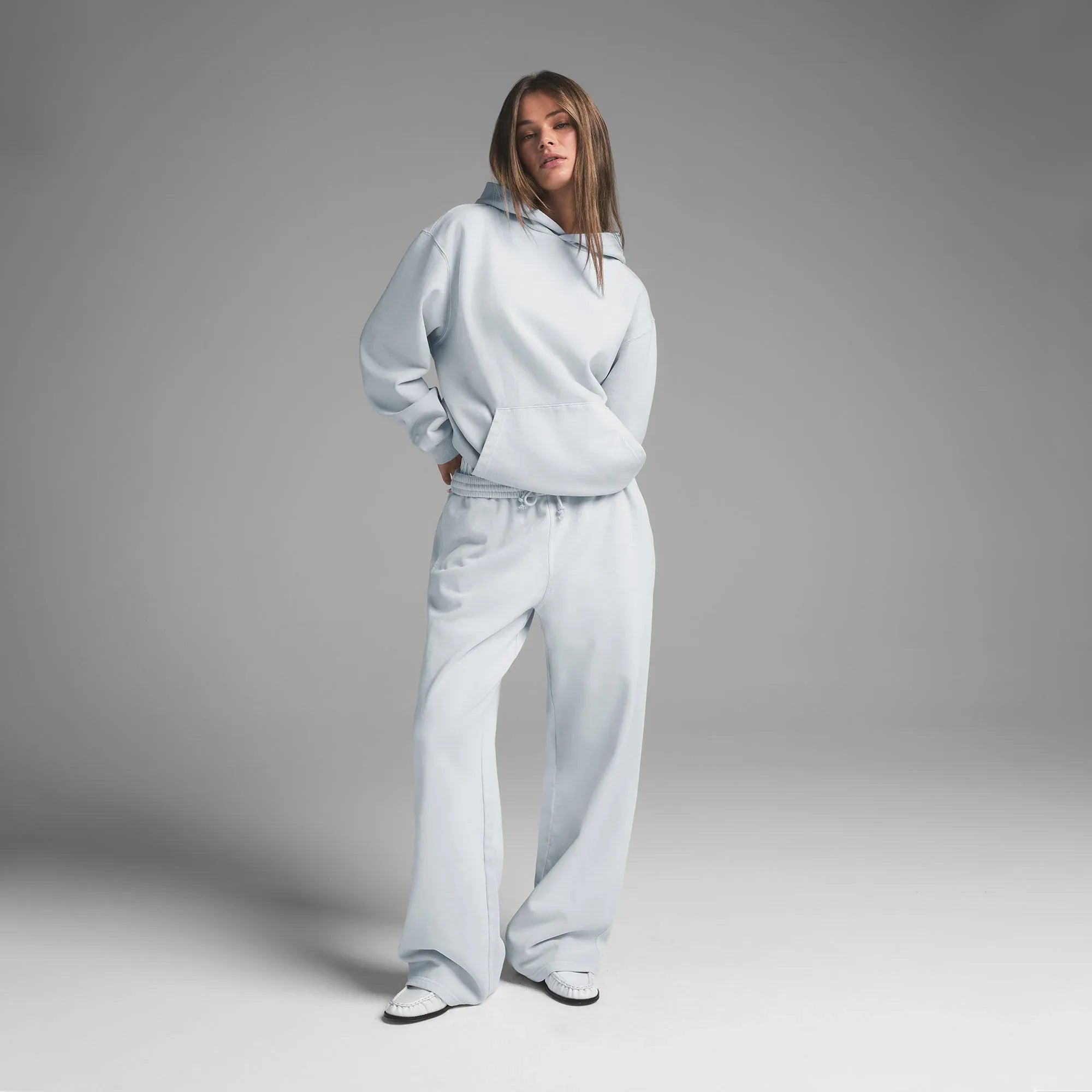 SKIMS BOYFRIEND FLEECE STRAIGHT LEG PANT | ZEN BLUE - PANTOLON - My Suti