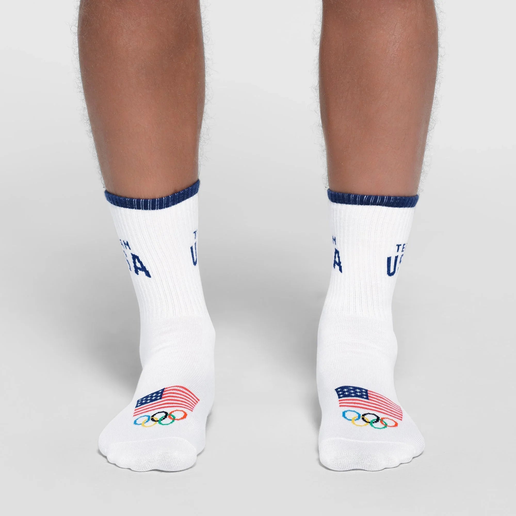 SKIMS FOR TEAM USA MENS OLYMPIC RIBBED CREW SOCK | WHITE - ÇORAP - My Suti