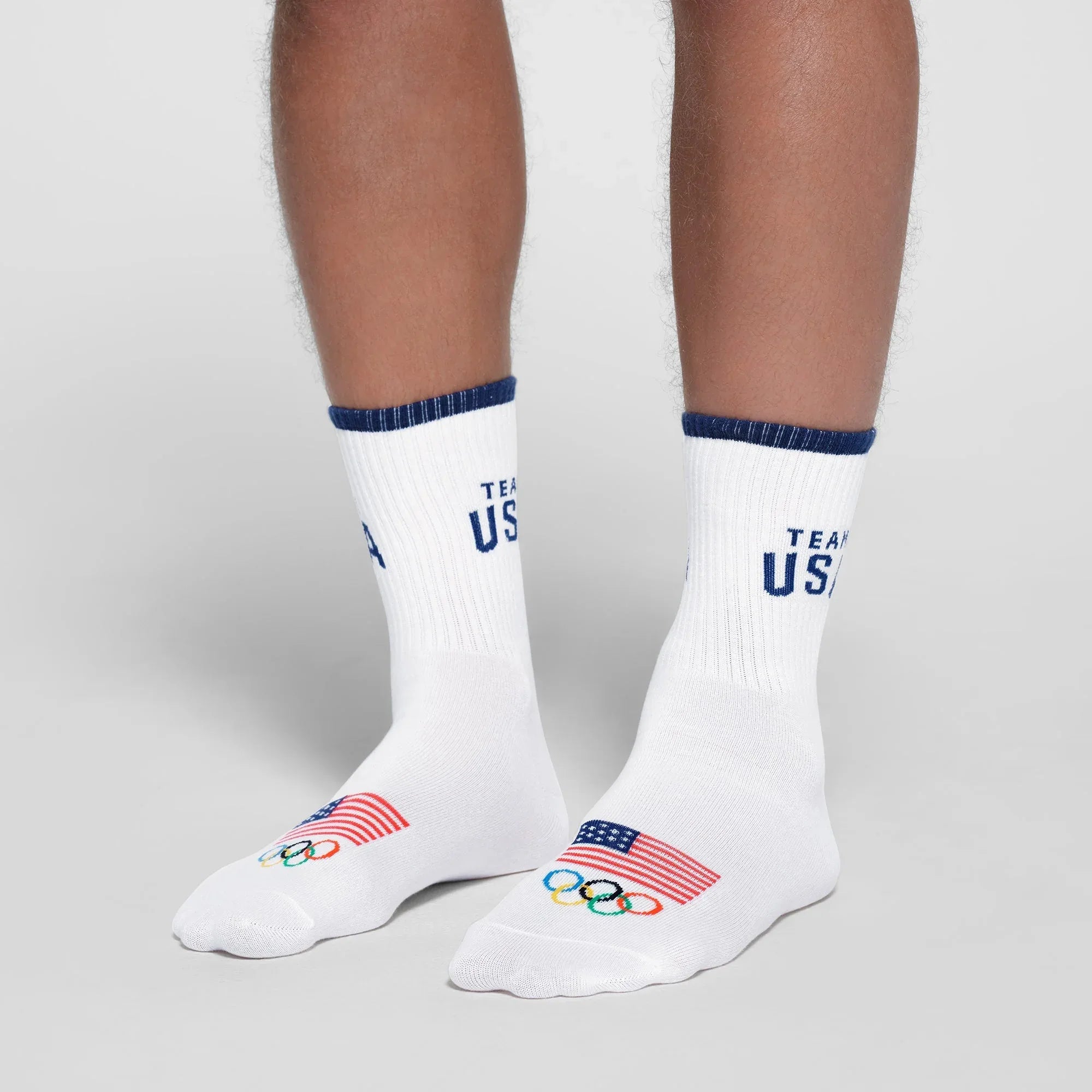 SKIMS FOR TEAM USA MENS OLYMPIC RIBBED CREW SOCK | WHITE - ÇORAP - My Suti