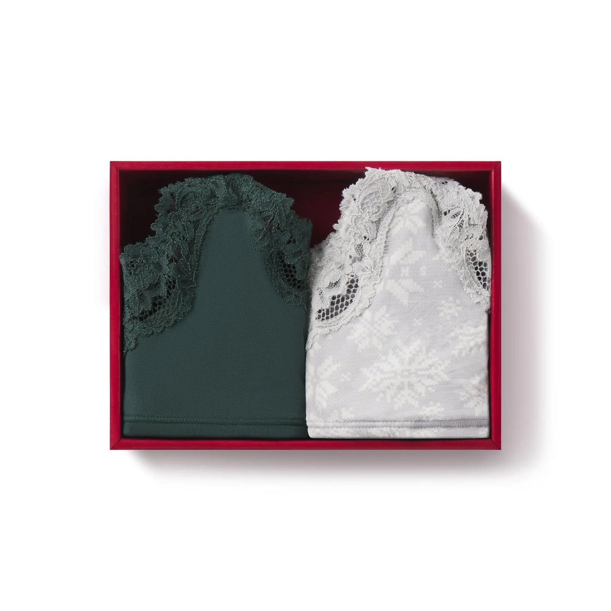 SKIMS FITS EVERYBODY LACE SCOOP BRALETTE 2-PACK | PLATINUM SNOWFLAKE FAIR ISLE AND SPRUCE - SÜTYEN - My Suti