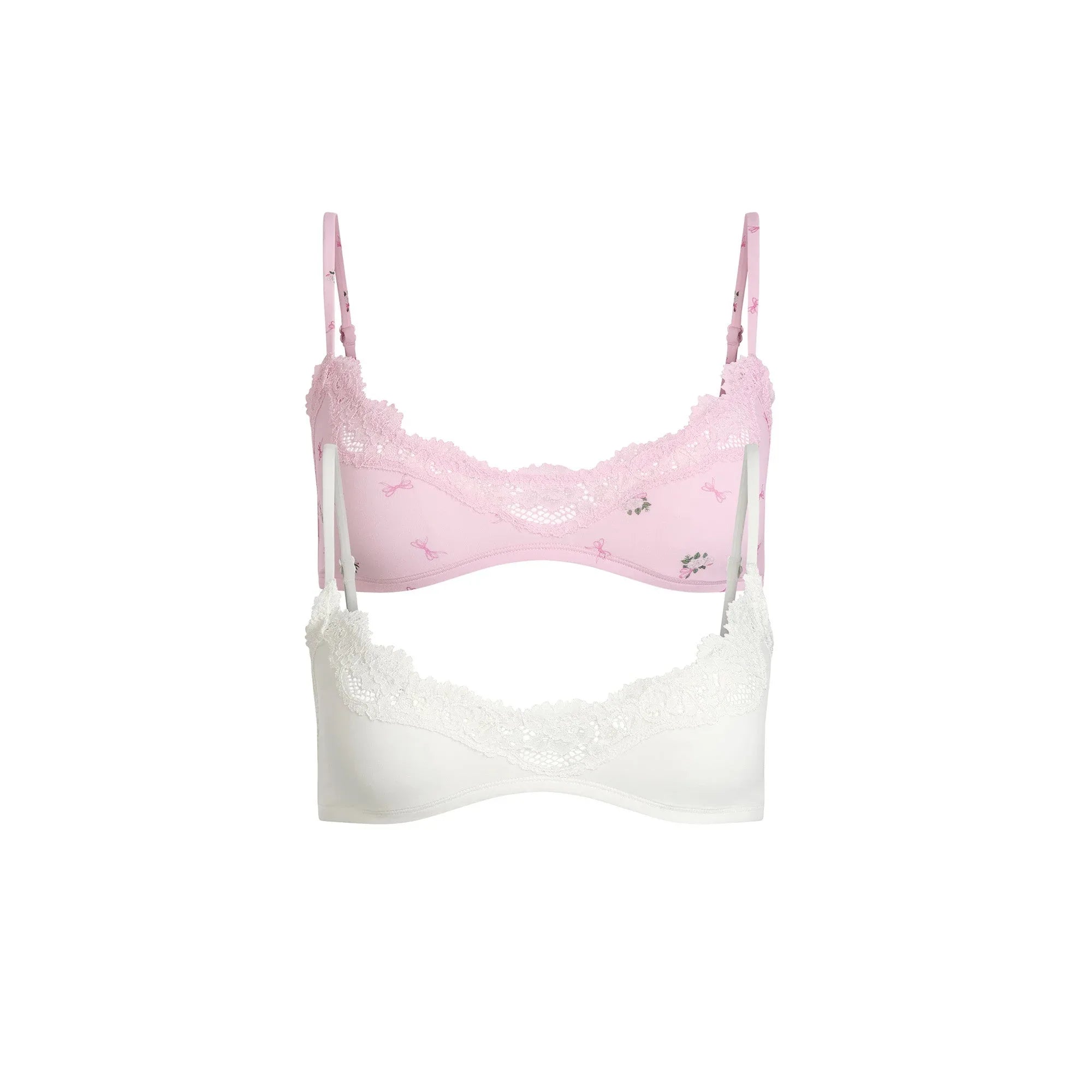 SKIMS FITS EVERYBODY LACE SCOOP BRALETTE 2-PACK | MARBLE AND FLORAL BOW PRINT - SÜTYEN - My Suti