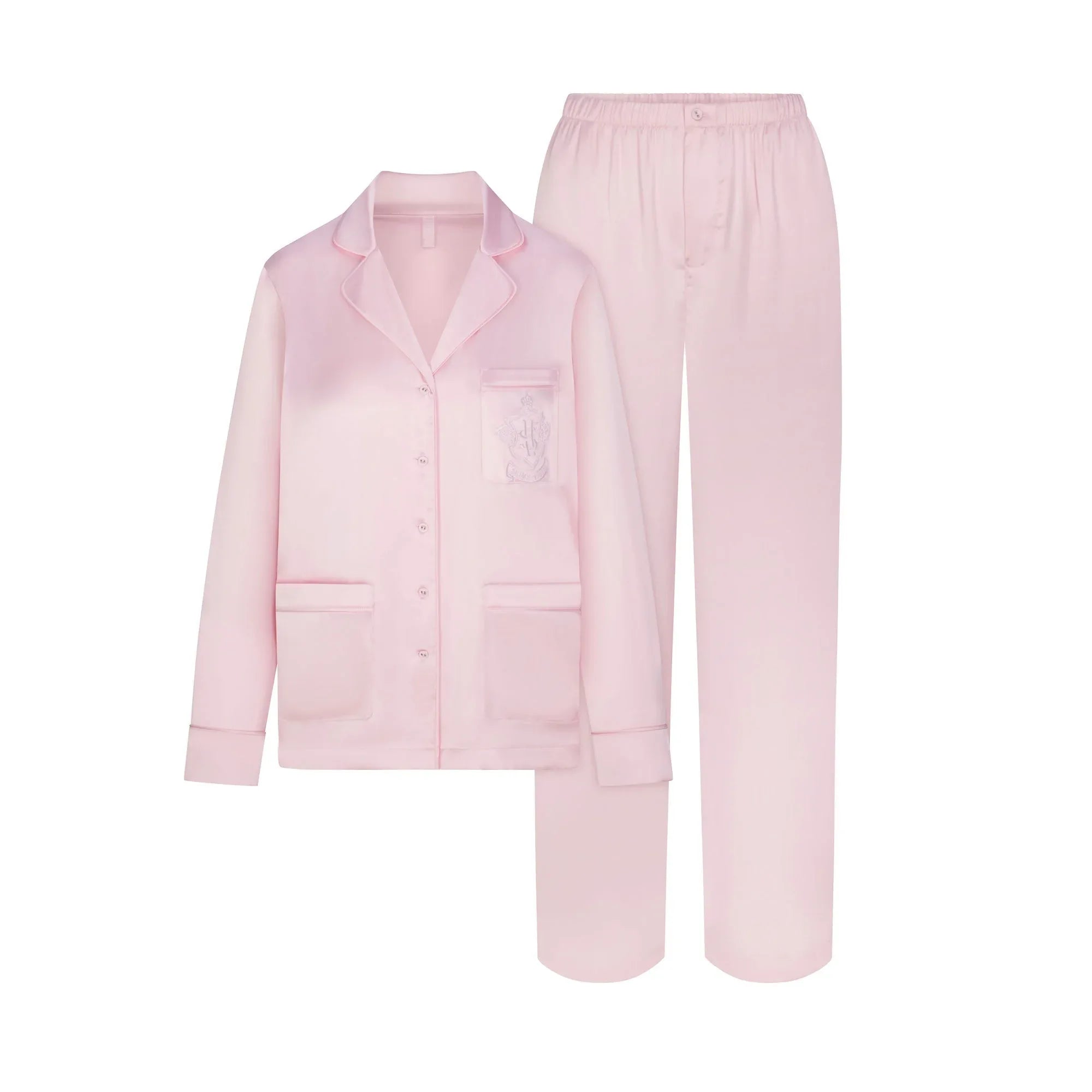 SKIMS HOTEL SHINE LONG SLEEVE BUTTON UP SLEEP SET | BABY PINK - PİJAMA TAKIMI - My Suti
