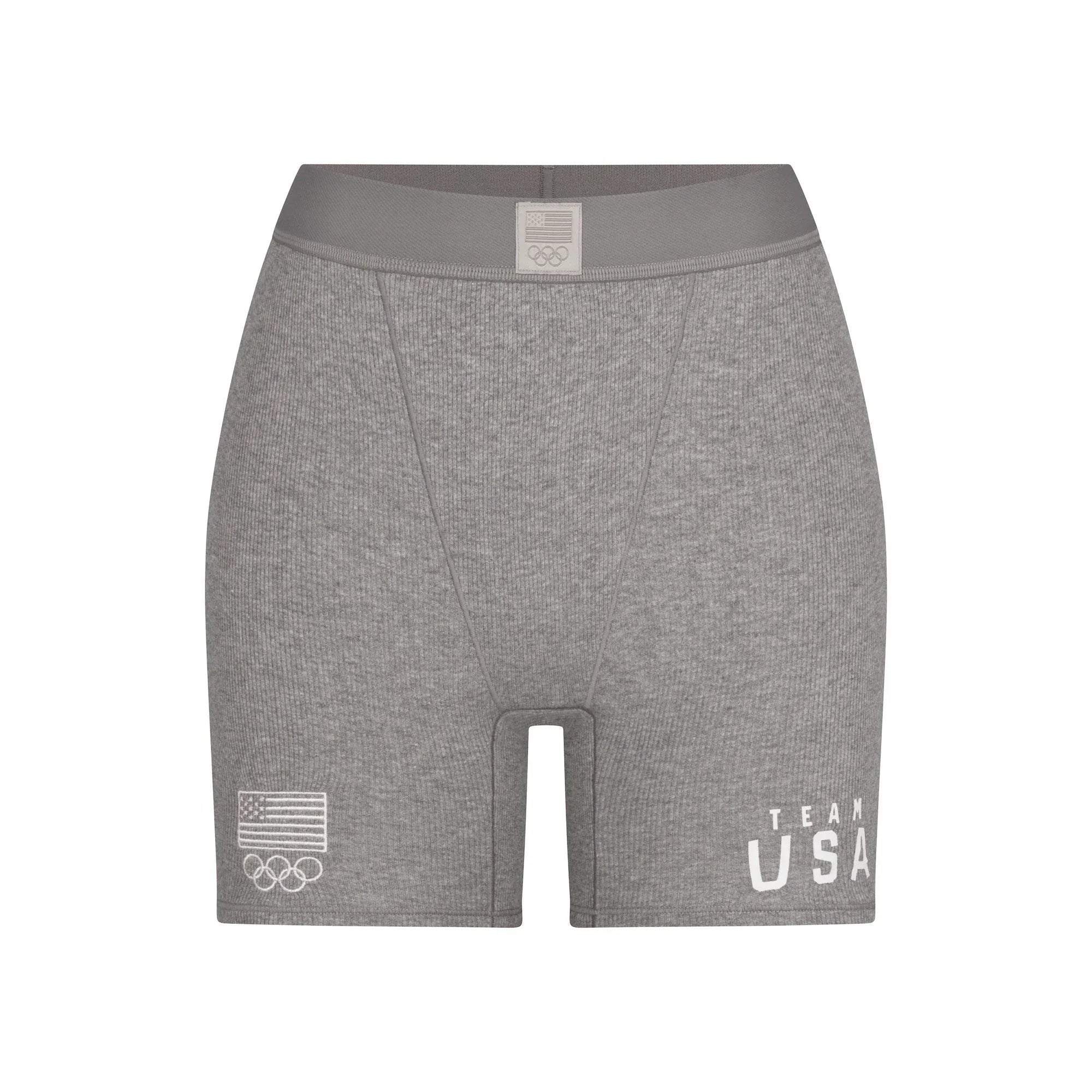 SKIMS FOR TEAM USA COTTON RIB OLYMPIC BOXER | HEATHER GREY - KUTU ŞORT - My Suti