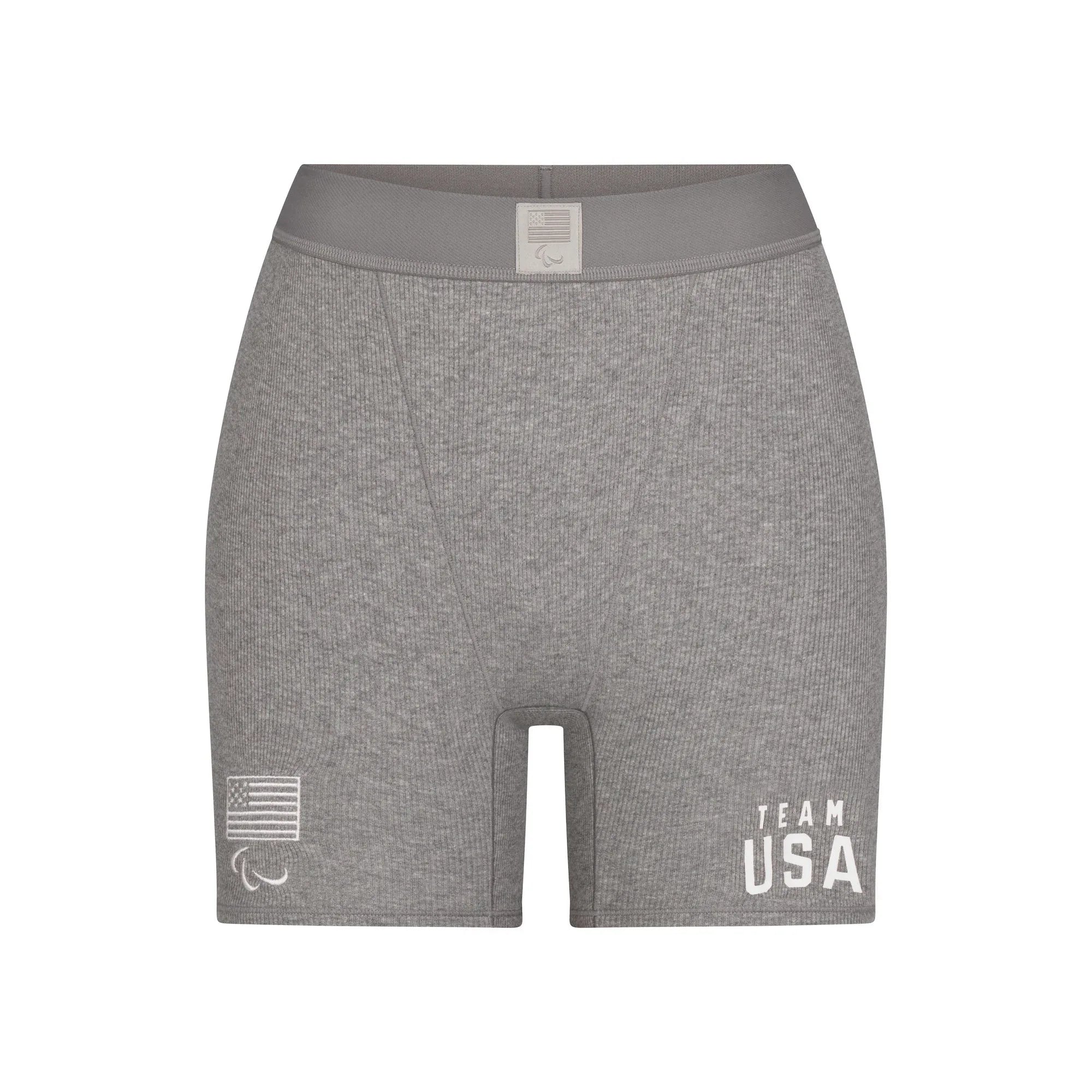 SKIMS FOR TEAM USA COTTON RIB PARALYMPIC BOXER | HEATHER GREY - KUTU ŞORT - My Suti