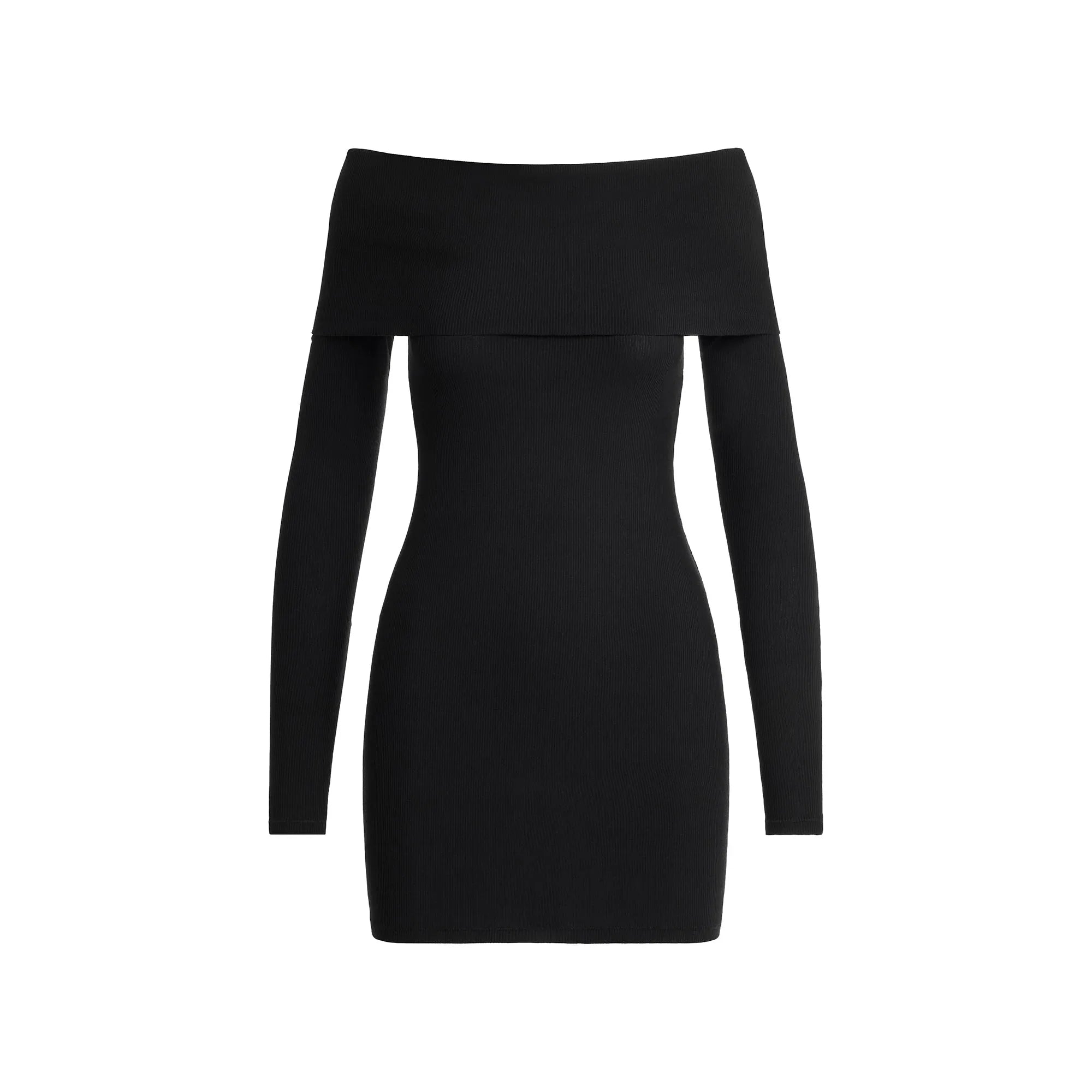 SKIMS SOFT LOUNGE OFF THE SHOULDER MINI DRESS | ONYX - ELBİSE - My Suti