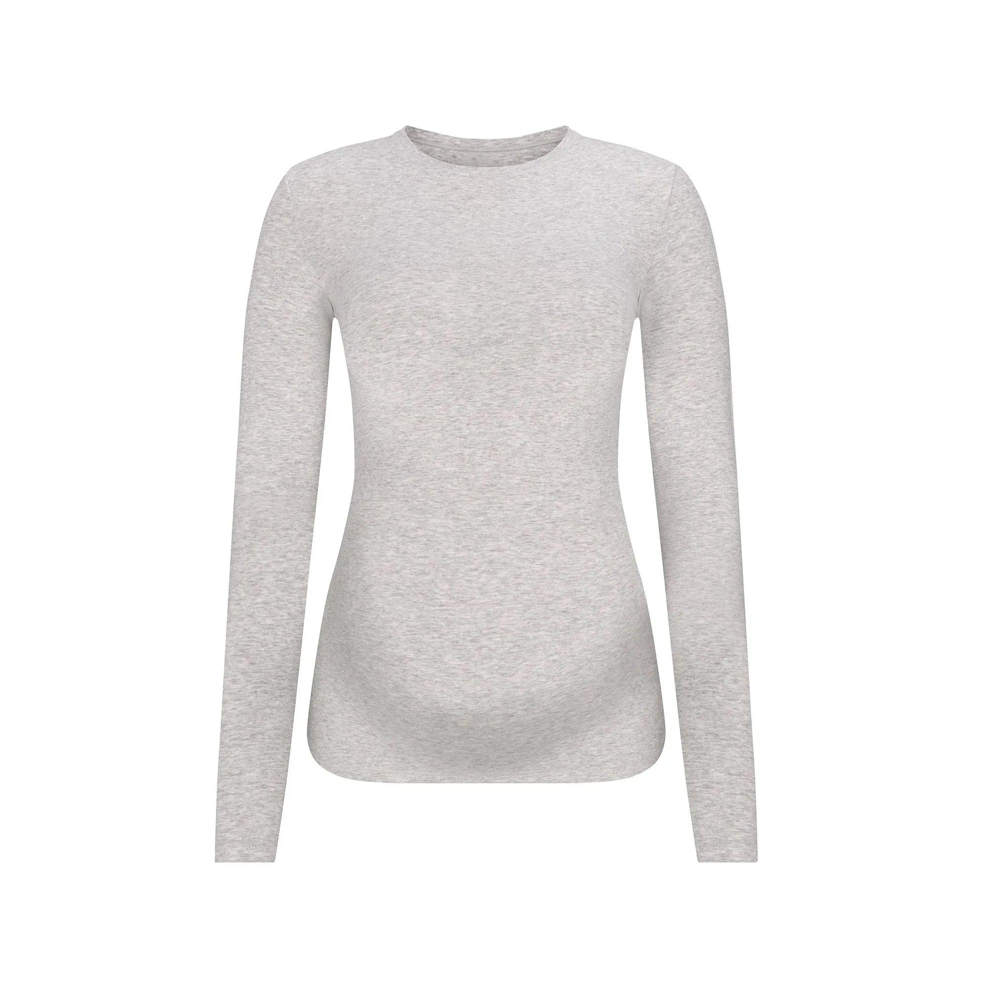SKIMS COTTON JERSEY MATERNITY LONG SLEEVE T-SHIRT | LIGHT HEATHER GREY - TİŞÖRT - My Suti