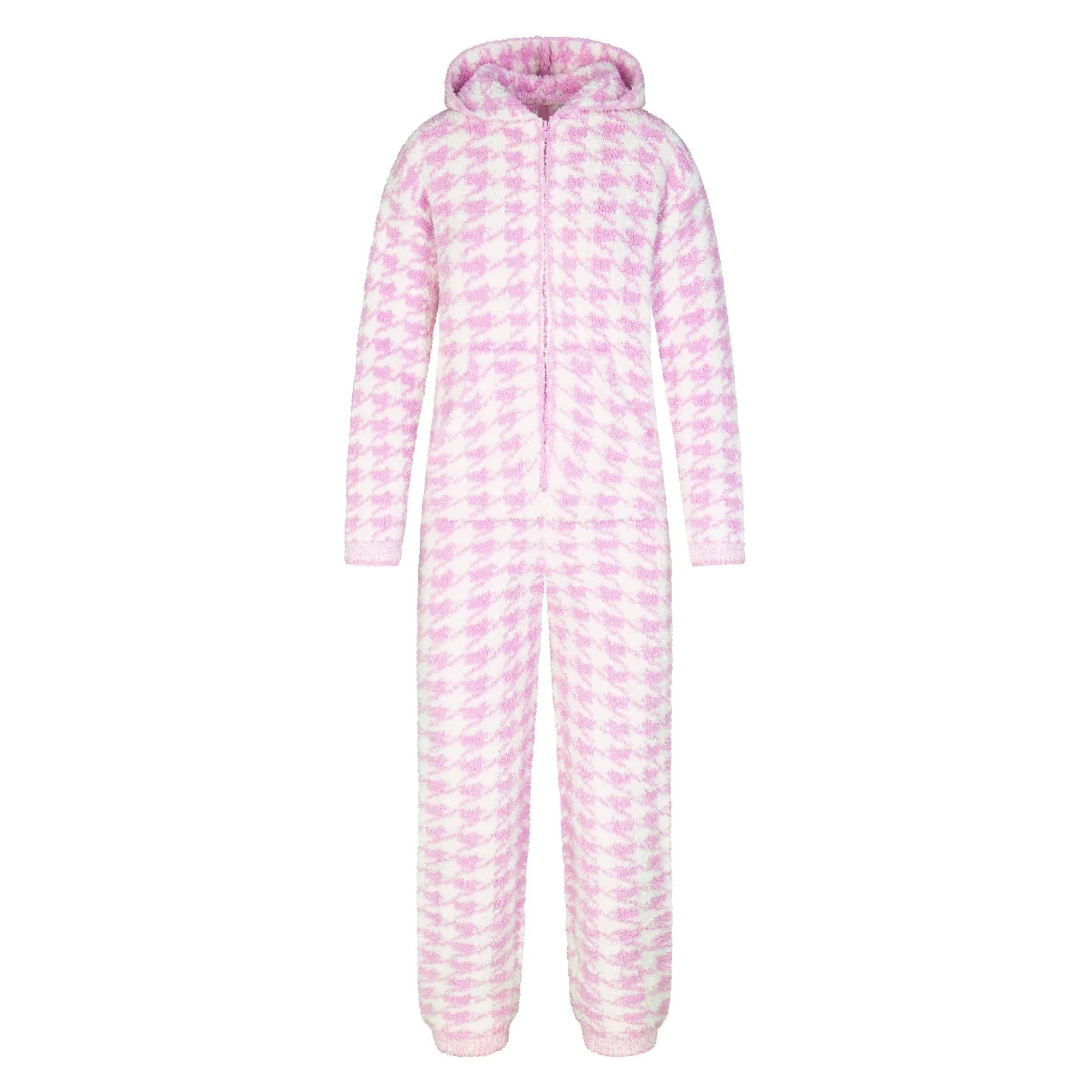 SKIMS COZY KNIT UNISEX ONESIE | PETAL HOUNDSTOOTH - TULUM - My Suti