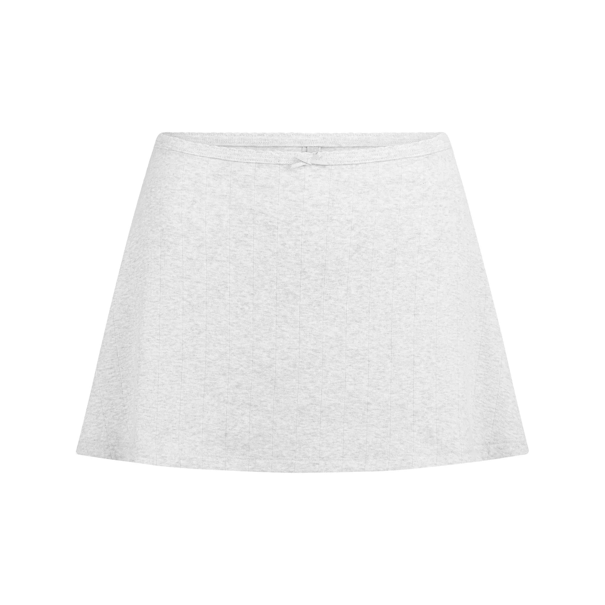 SKIMS DROP NEEDLE POINTELLE MINI SKIRT | LIGHT HEATHER GREY - ETEK - My Suti