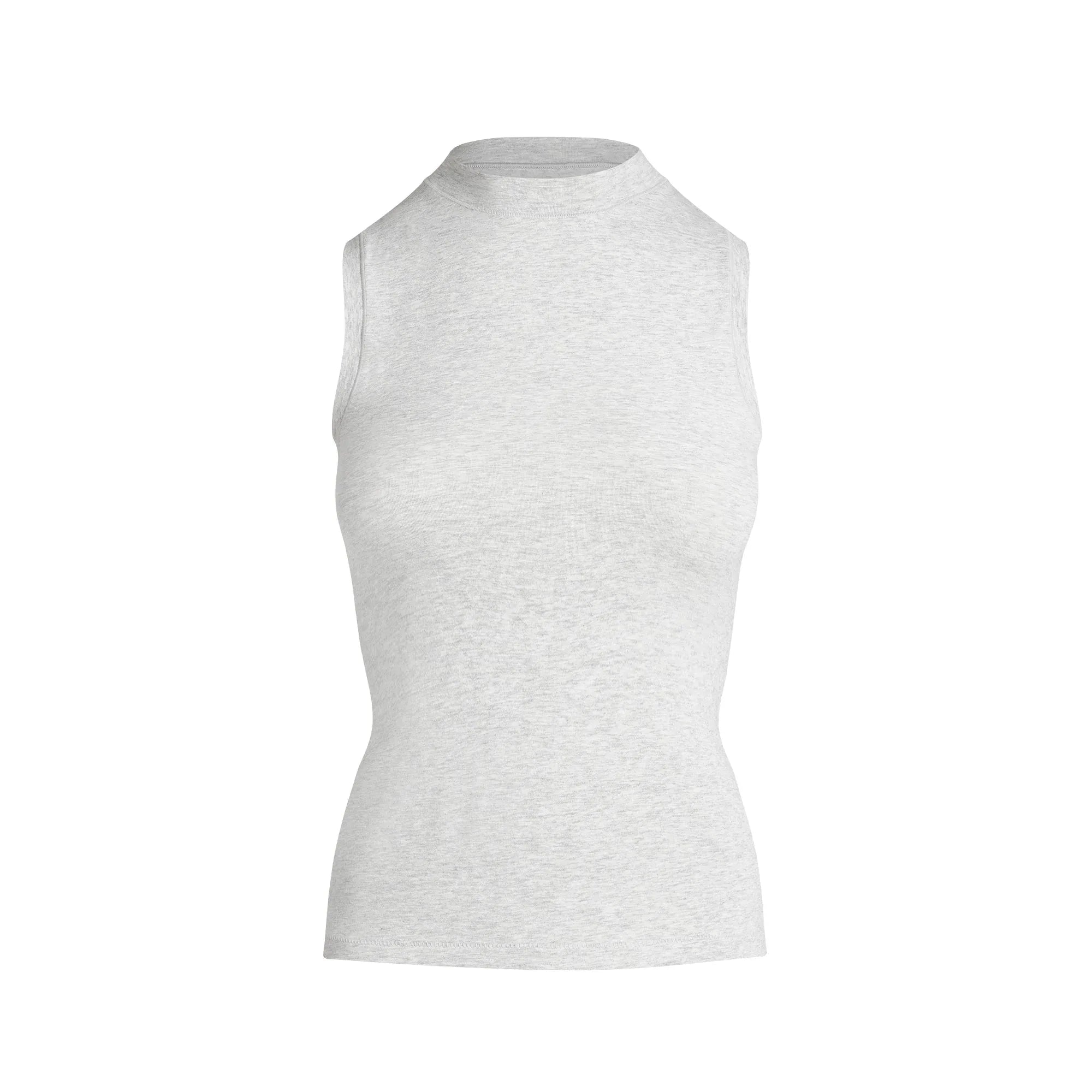 SKIMS COTTON JERSEY MOCK NECK TANK | LIGHT HEATHER GREY - TİŞÖRT - My Suti