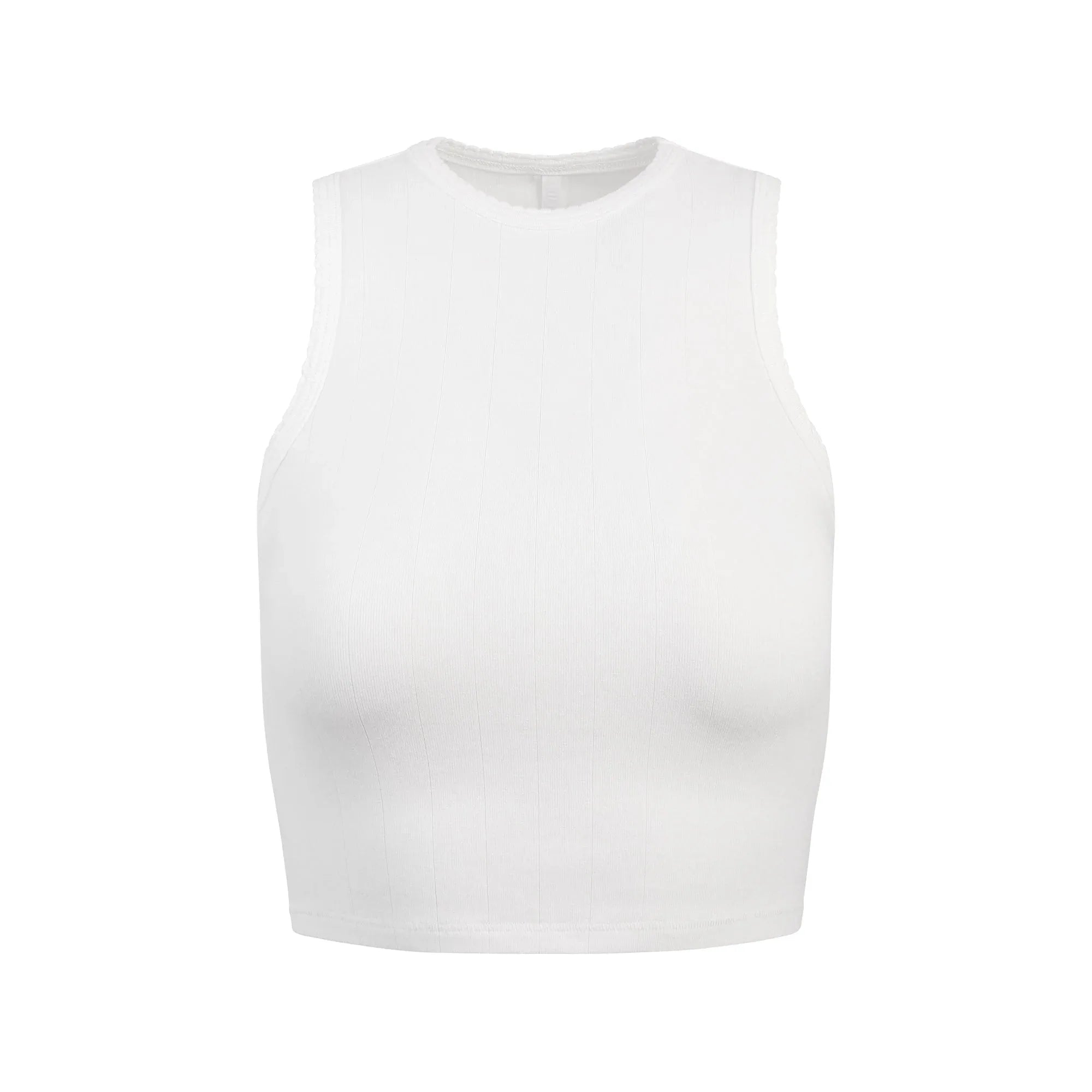 SKIMS DROP NEEDLE POINTELLE CROPPED TANK | SNOW - TİŞÖRT - My Suti
