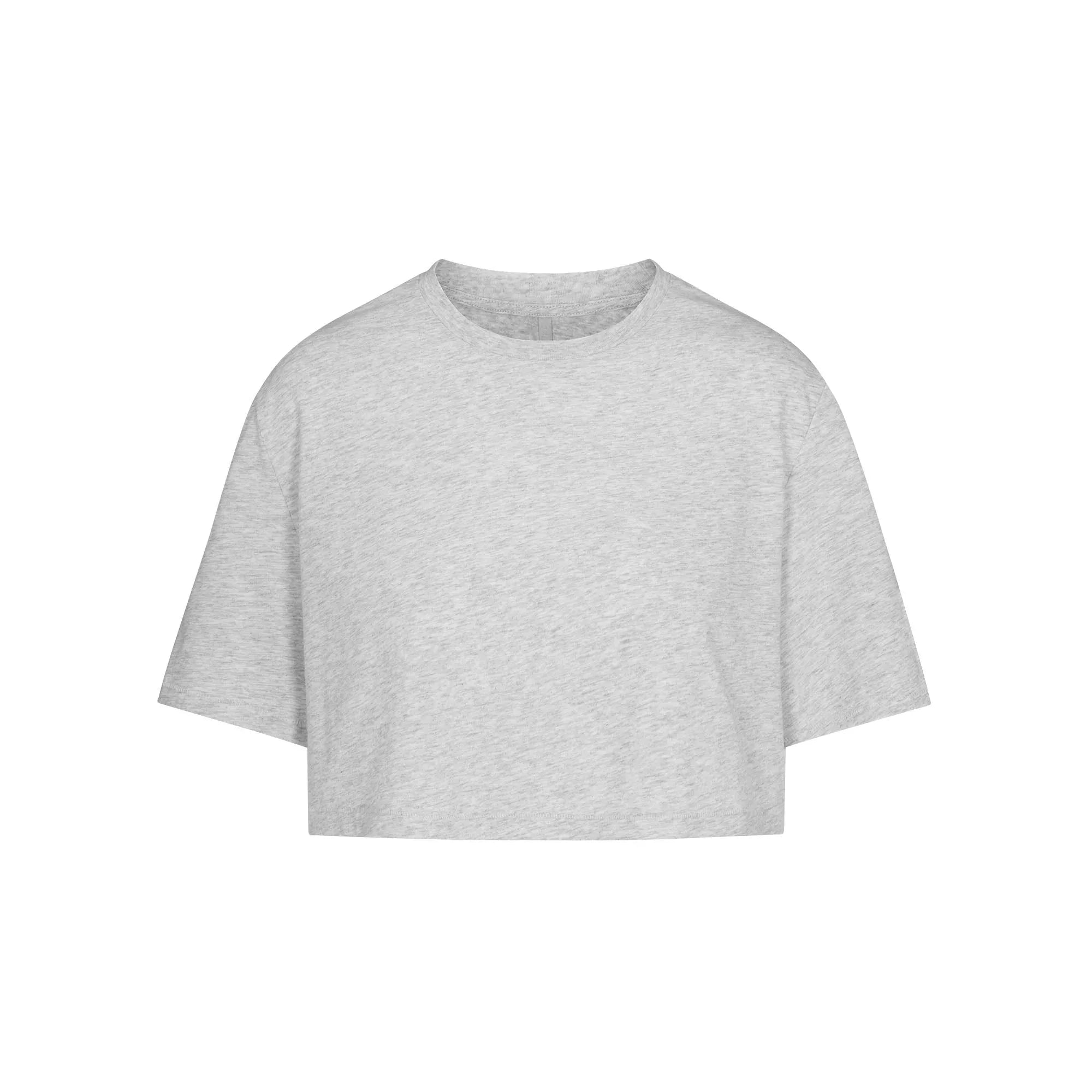 SKIMS RELAXED TEES OVERSIZED CROPPED T-SHIRT | LIGHT HEATHER GREY - TİŞÖRT - My Suti