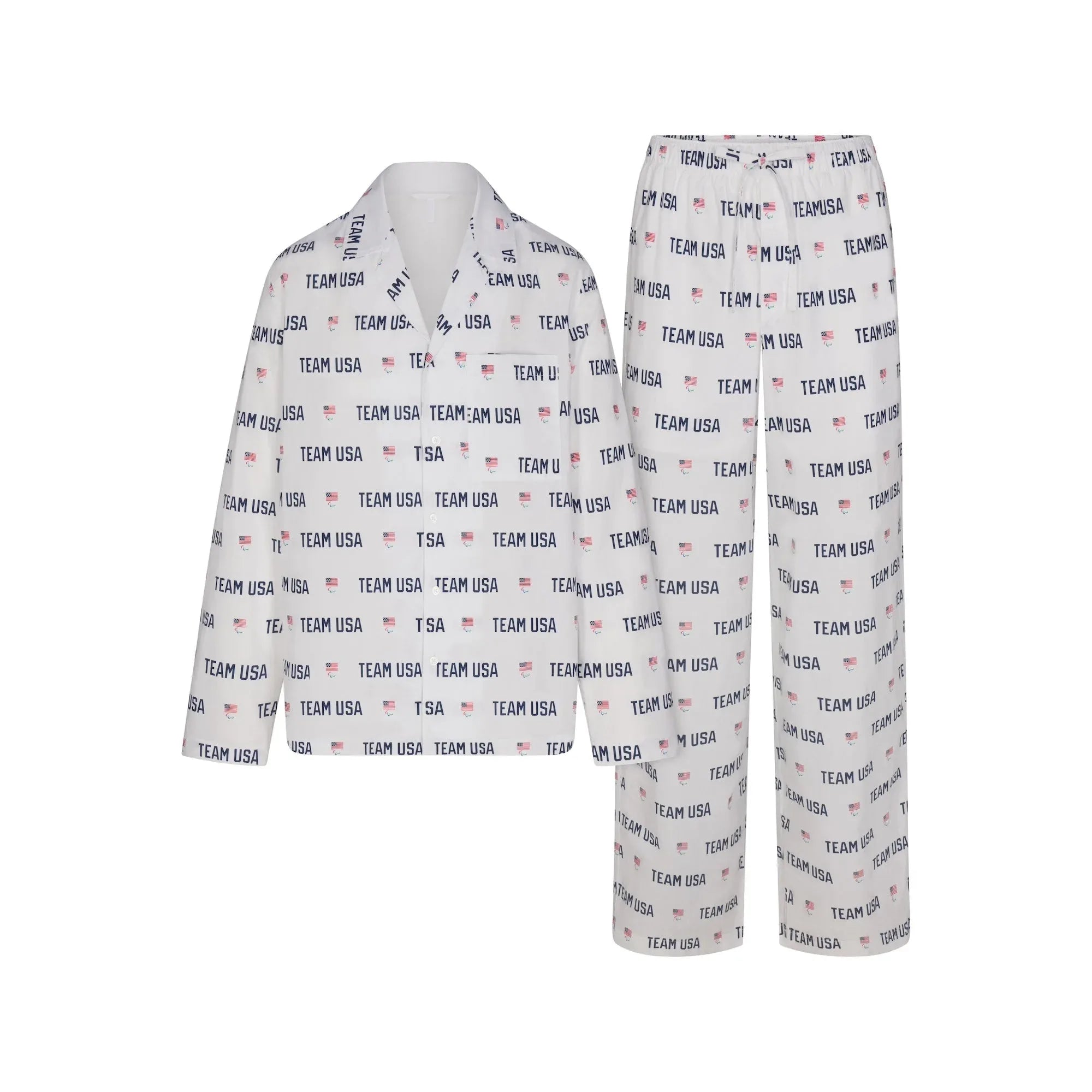 SKIMS FOR TEAM USA COTTON POPLIN SLEEP PARALYMPIC LONG SET | WHITE - PİJAMA TAKIMI - My Suti