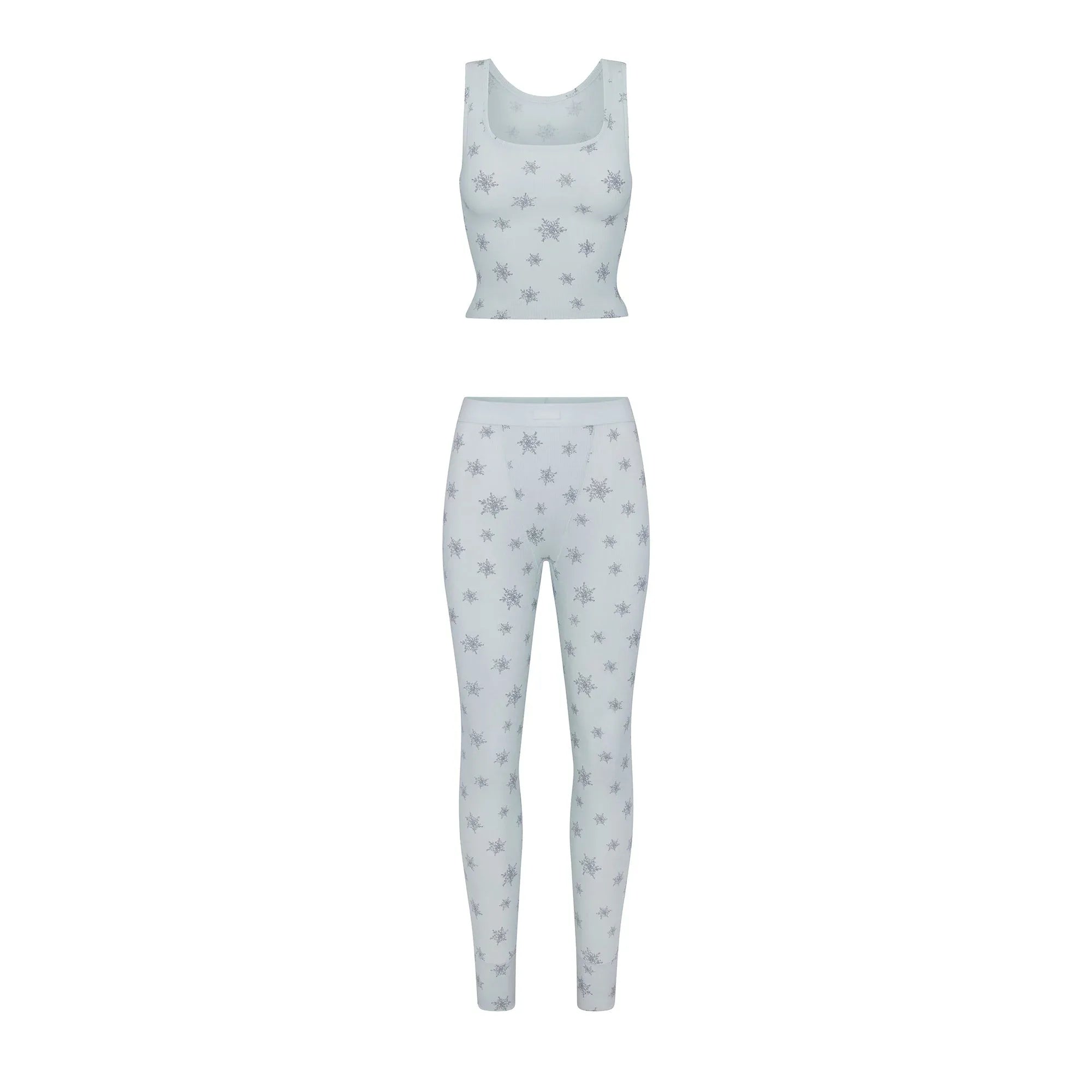 SKIMS COTTON RIB TANK AND LEGGING SET | FROST SNOWFLAKE PRINT - TAYT - My Suti
