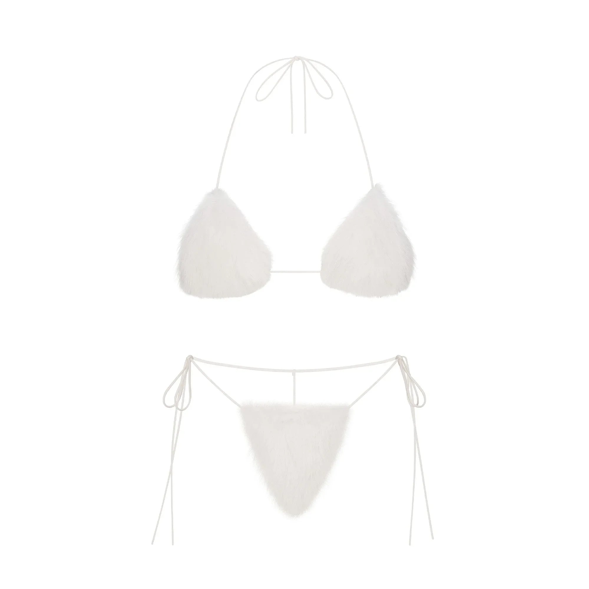 SKIMS FAUX FUR TRIANGLE BRALETTE AND THONG SET | MARBLE - SÜTYEN - My Suti