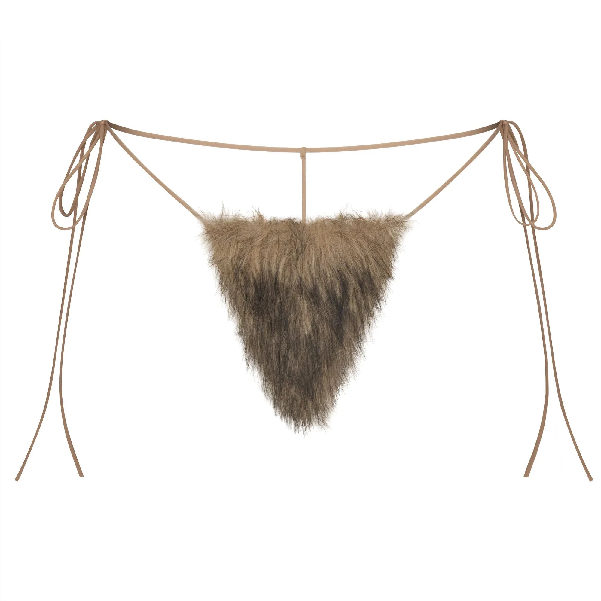 SKIMS FAUX FUR TRIANGLE BRALETTE AND THONG SET | STONE - SÜTYEN - My Suti