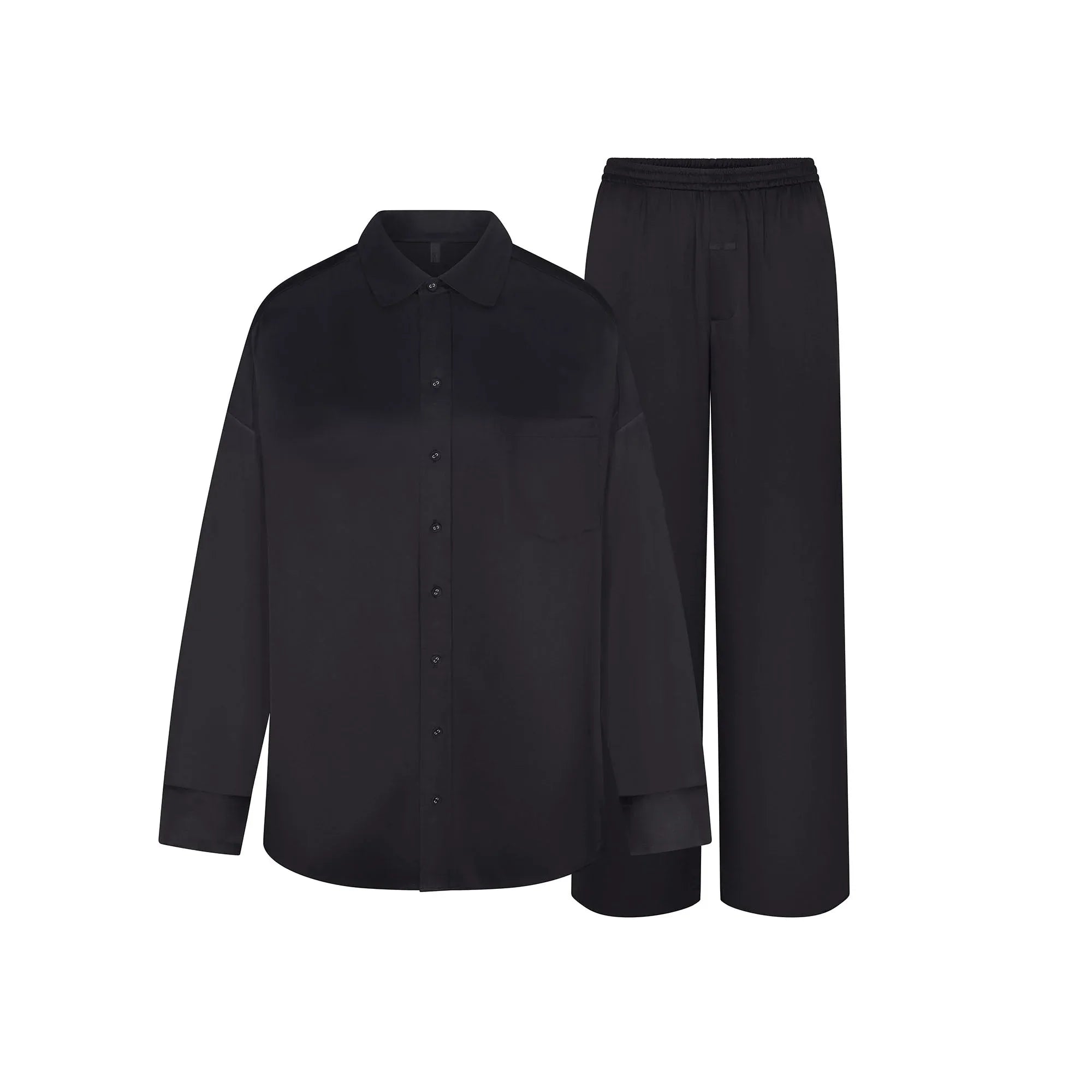 SKIMS SILK OVERSIZED LONG SLEEP SET | ONYX - PİJAMA TAKIMI - My Suti