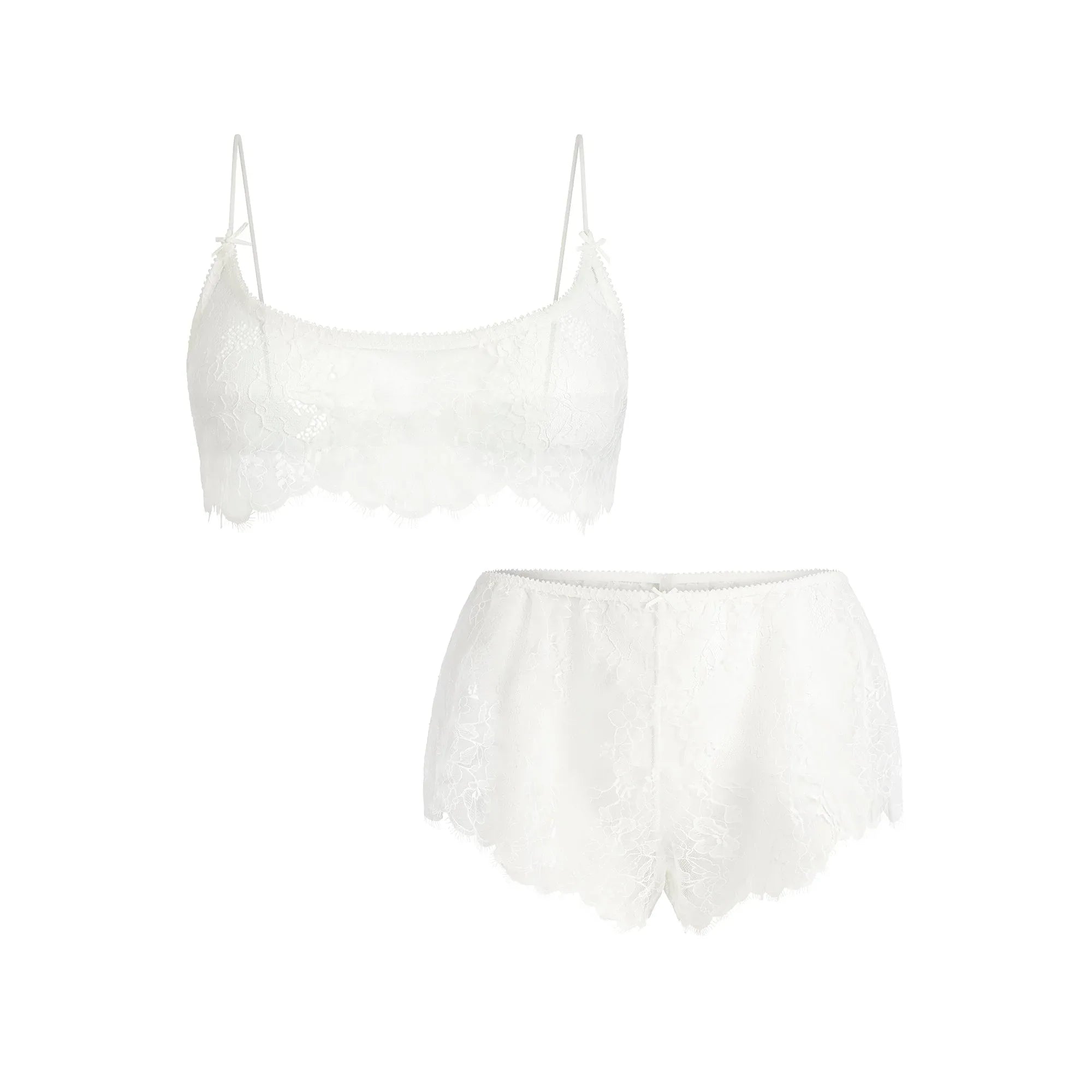 SKIMS ULTRA FINE LACE BRALETTE AND SHORT SET | MARBLE - SÜTYEN - My Suti