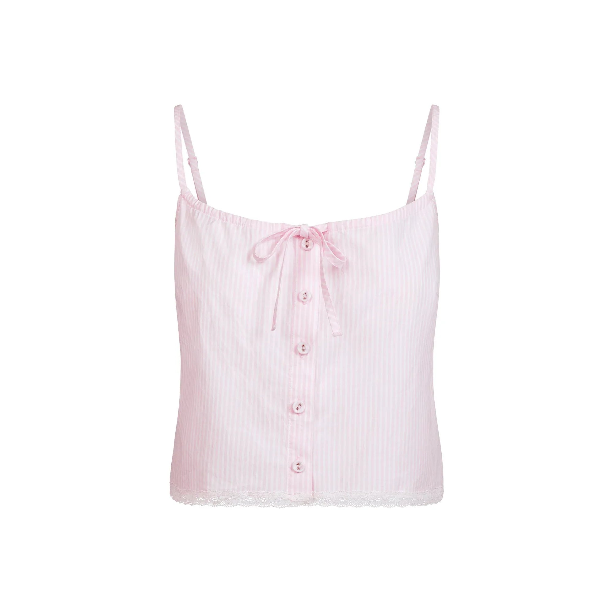 SKIMS COTTON POPLIN SLEEP CAMI | CHERRY BLOSSOM STRIPE - GECELİK - My Suti