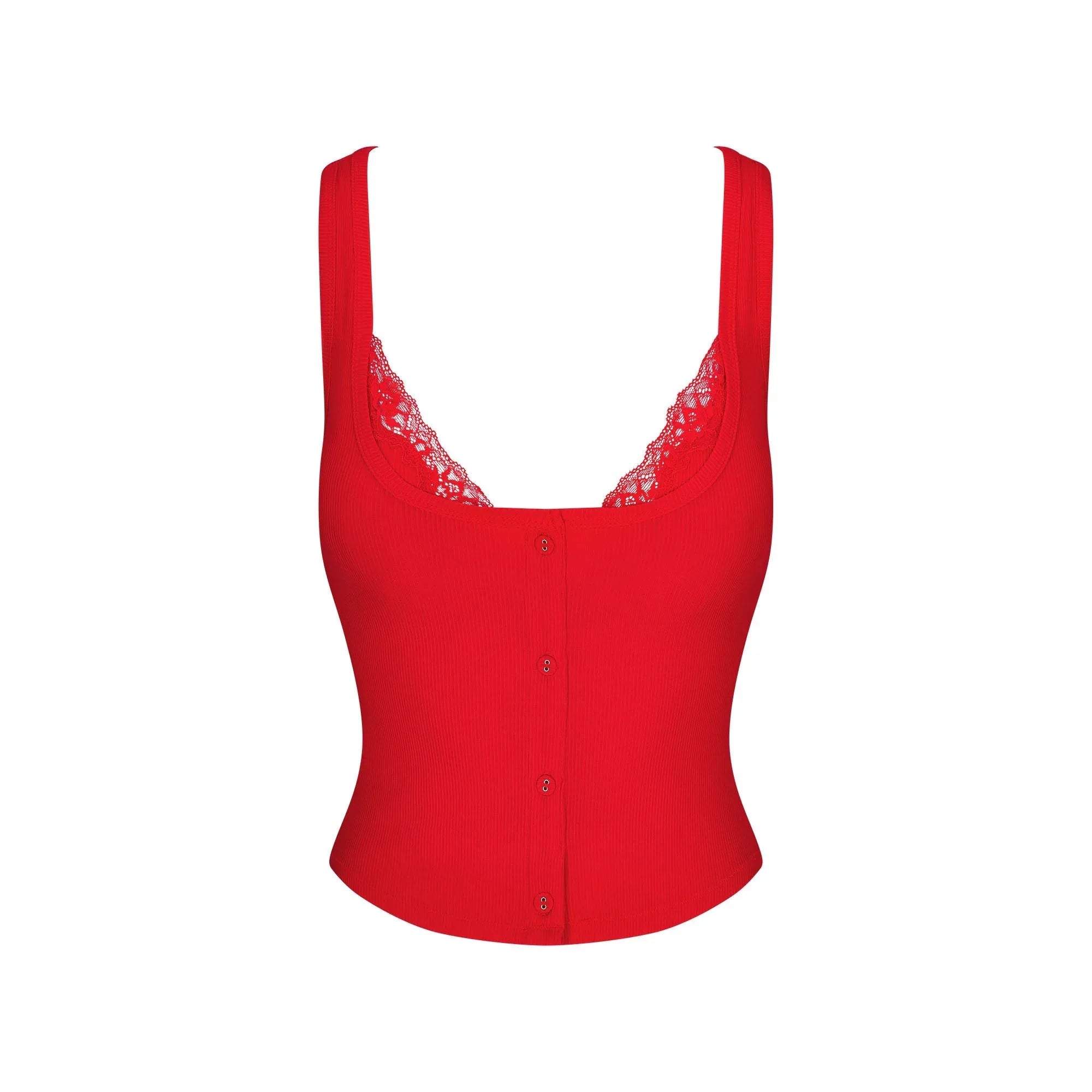 SKIMS SOFT LOUNGE LACE TANK WITH BRALETTE | CHERRY - TİŞÖRT - My Suti
