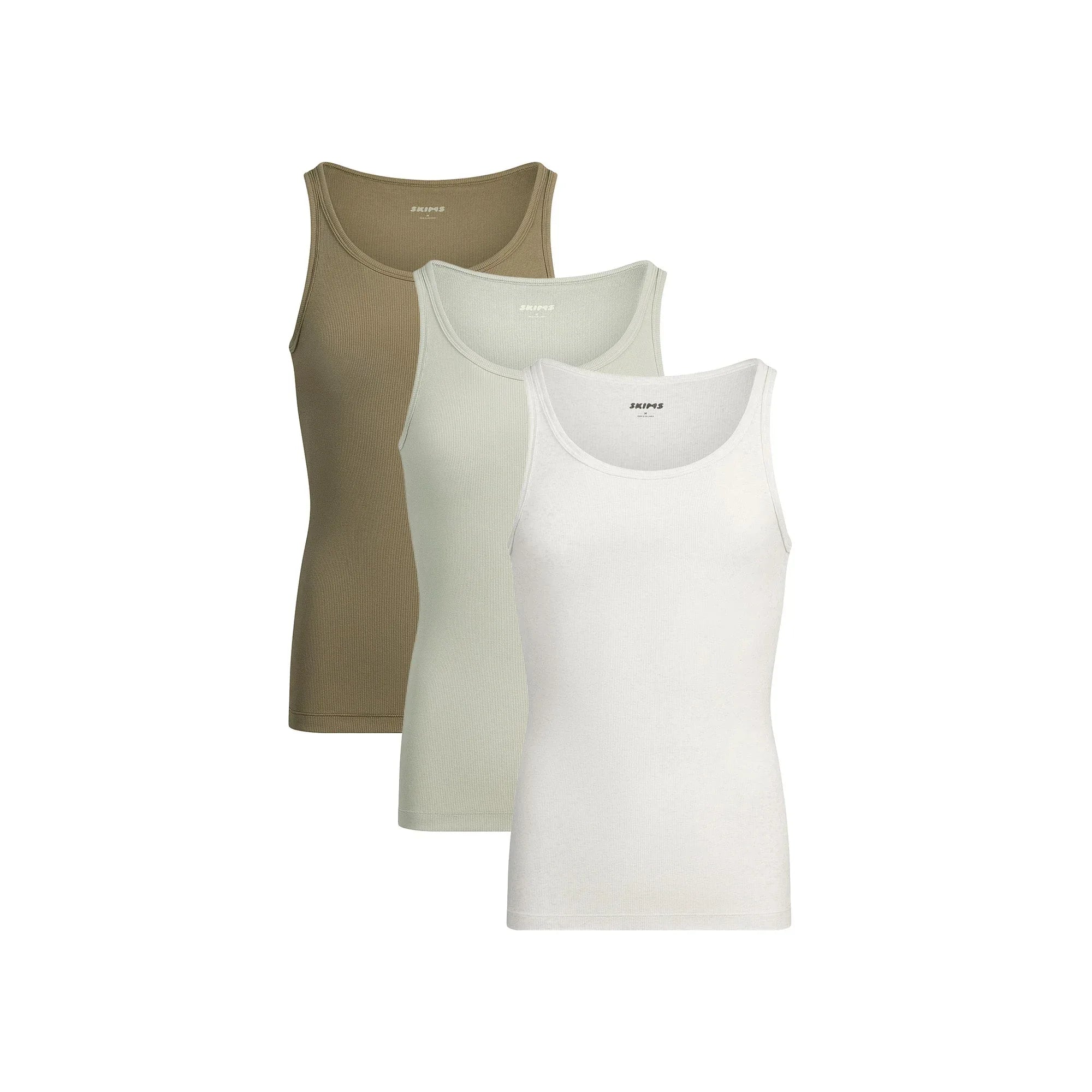 SKIMS COTTON MENS RIB TANK 3-PACK | ARMY MULTI - KAMİZ - My Suti