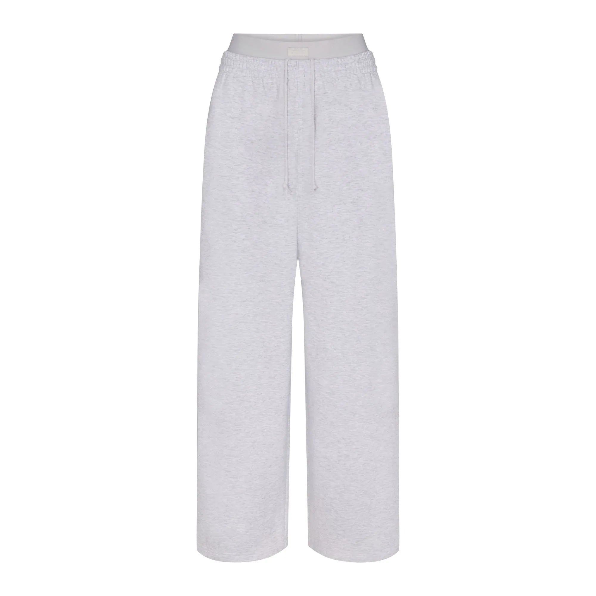 SKIMS COTTON FLEECE OVERSIZED DOUBLE WAISTBAND PANT | LIGHT HEATHER GREY - PANTOLON - My Suti
