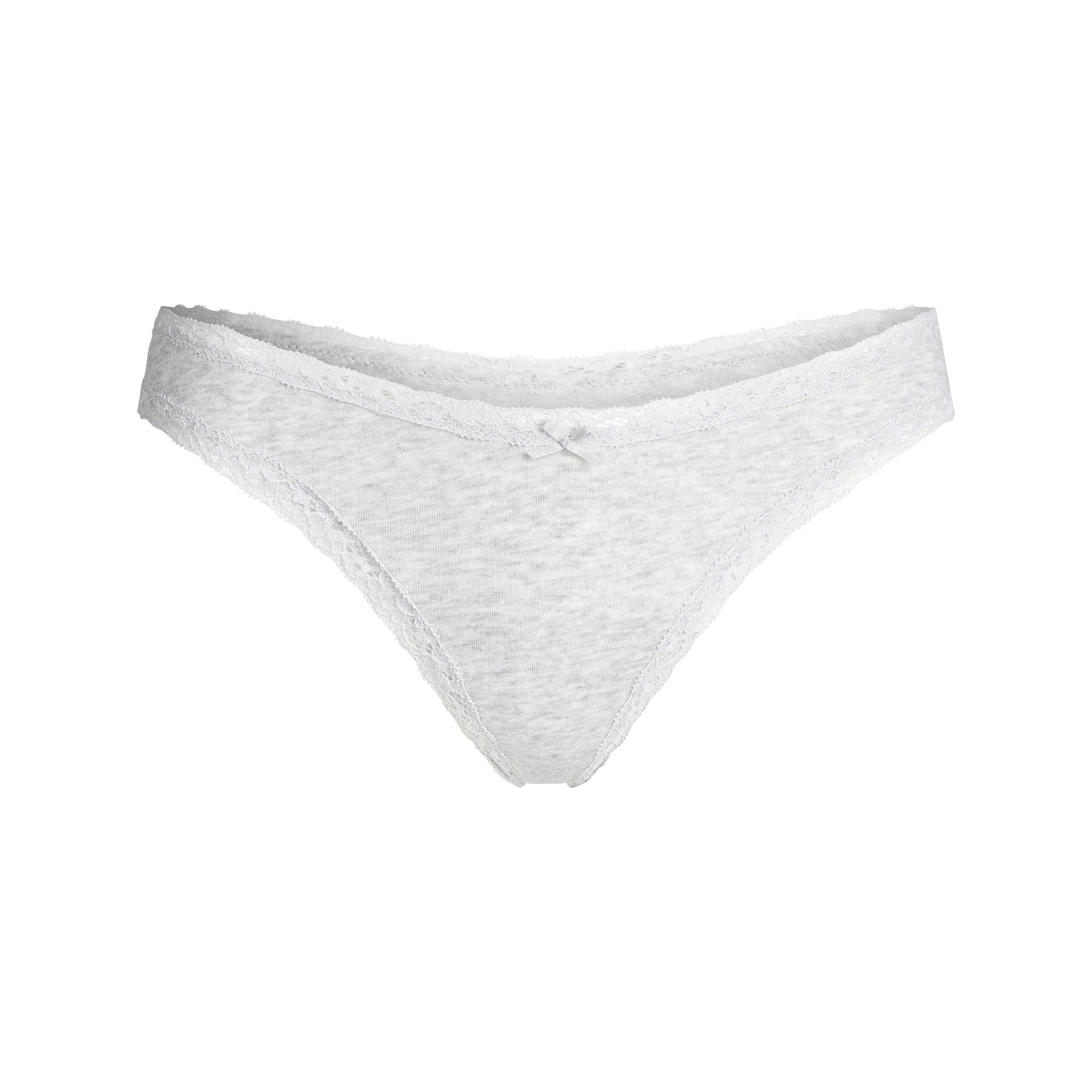 SKIMS LIGHTWEIGHT COTTON LACE THONG | LIGHT HEATHER GREY - İP THONG - My Suti