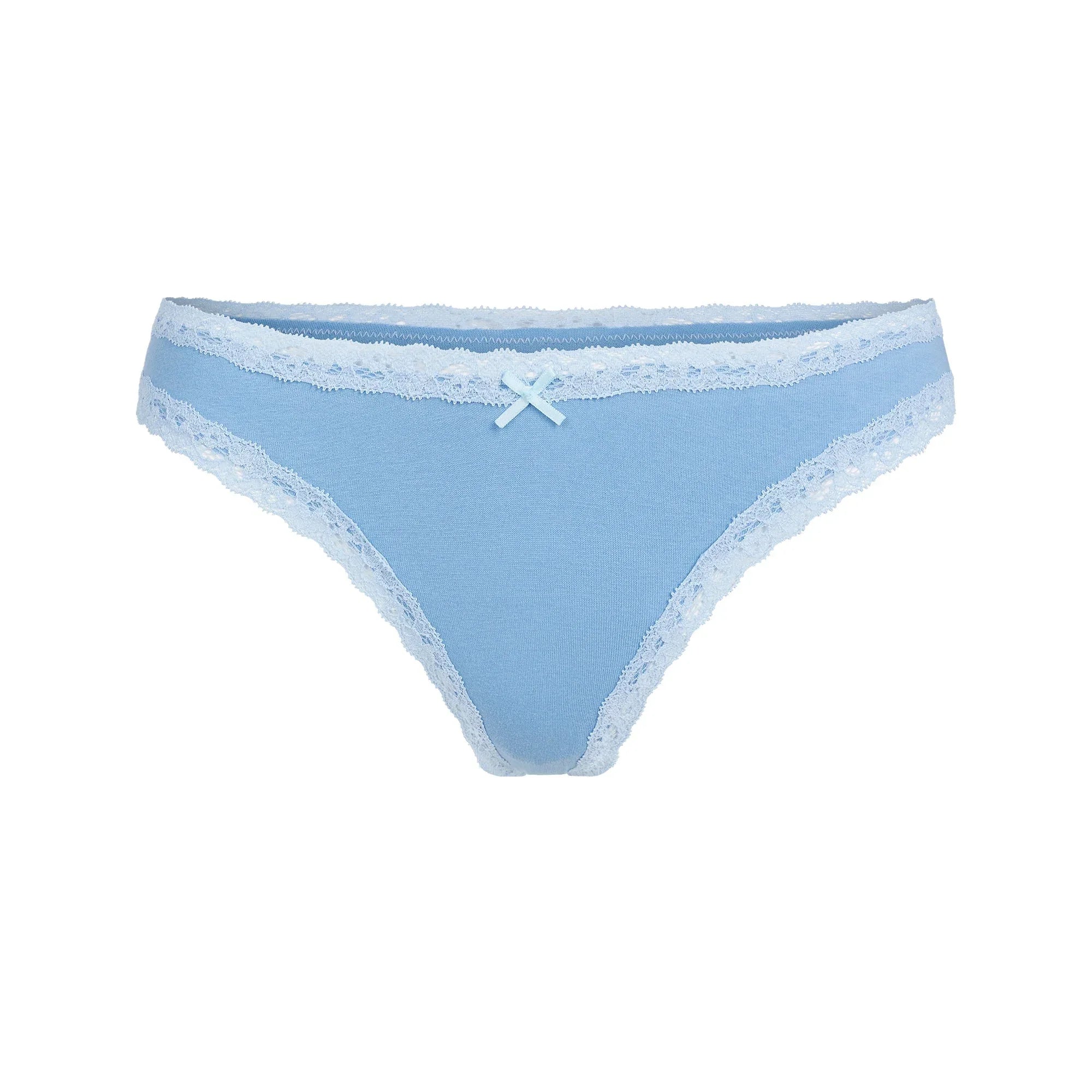 SKIMS LIGHTWEIGHT COTTON LACE THONG | MARINA - İP BANT - My Suti