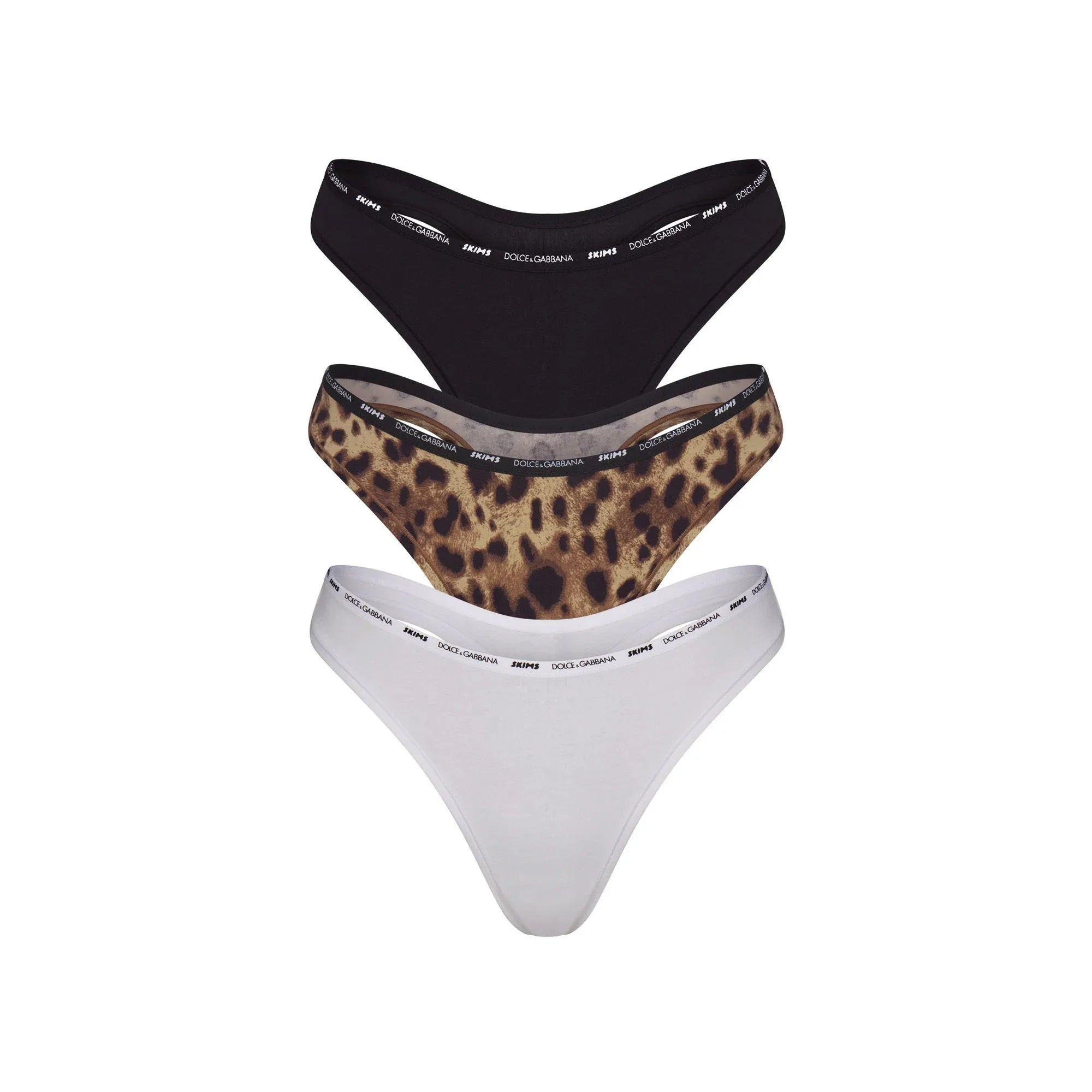 SKIMS DOLCE&GABBANA X COTTON JERSEY DIPPED THONG 3-PACK | LEOPARD MULTI - TANGA - My Suti