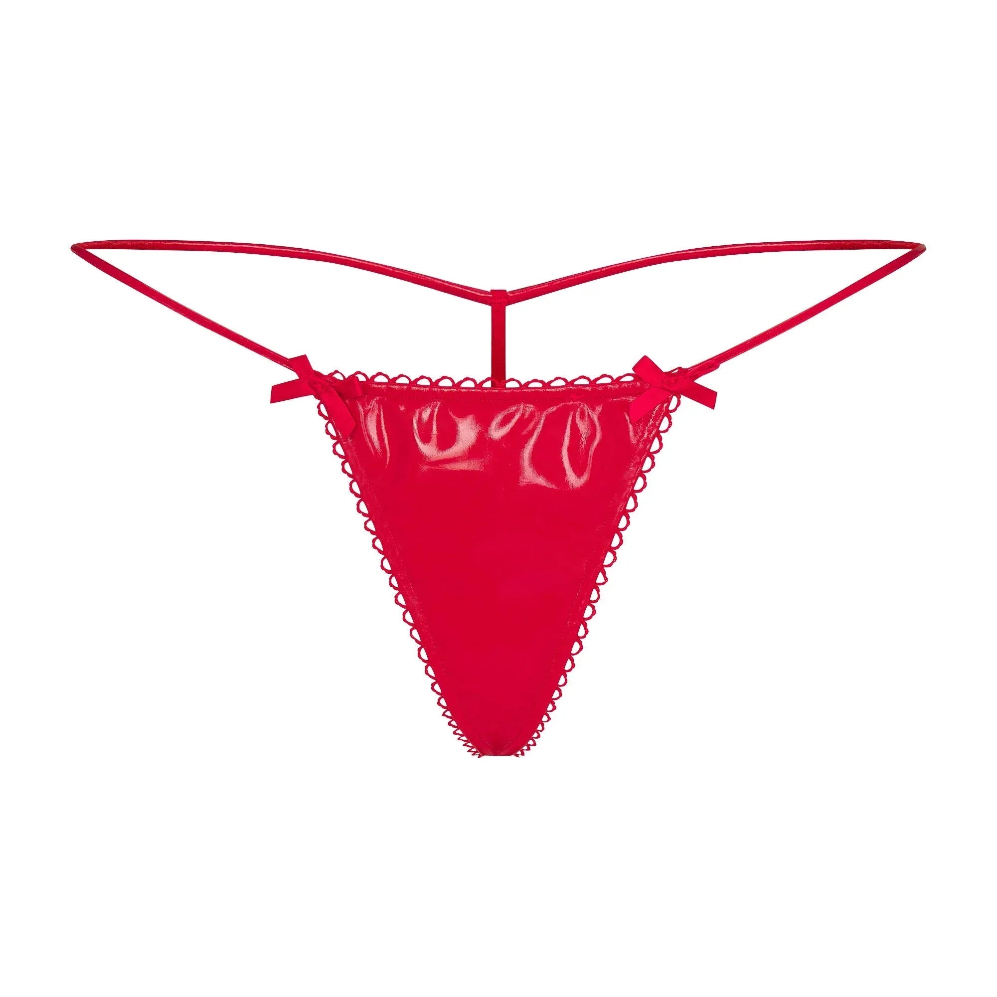 SKIMS VINYL MICRO T-STRING THONG | RED - İP THONG - My Suti