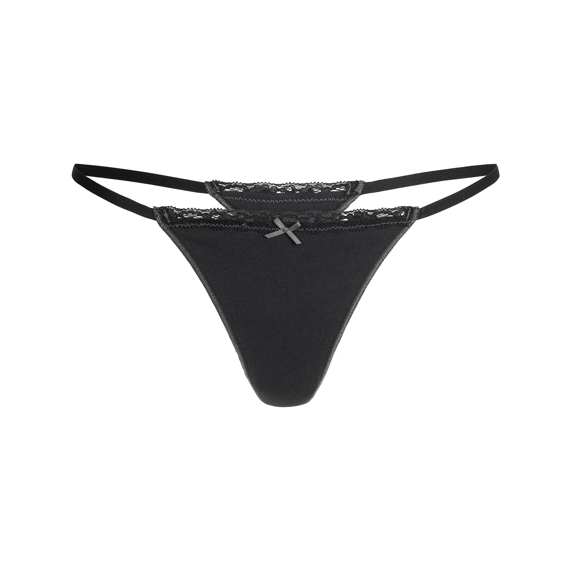 SKIMS LIGHTWEIGHT COTTON LACE STRING THONG | SOOT TONAL - İP THONG - My Suti
