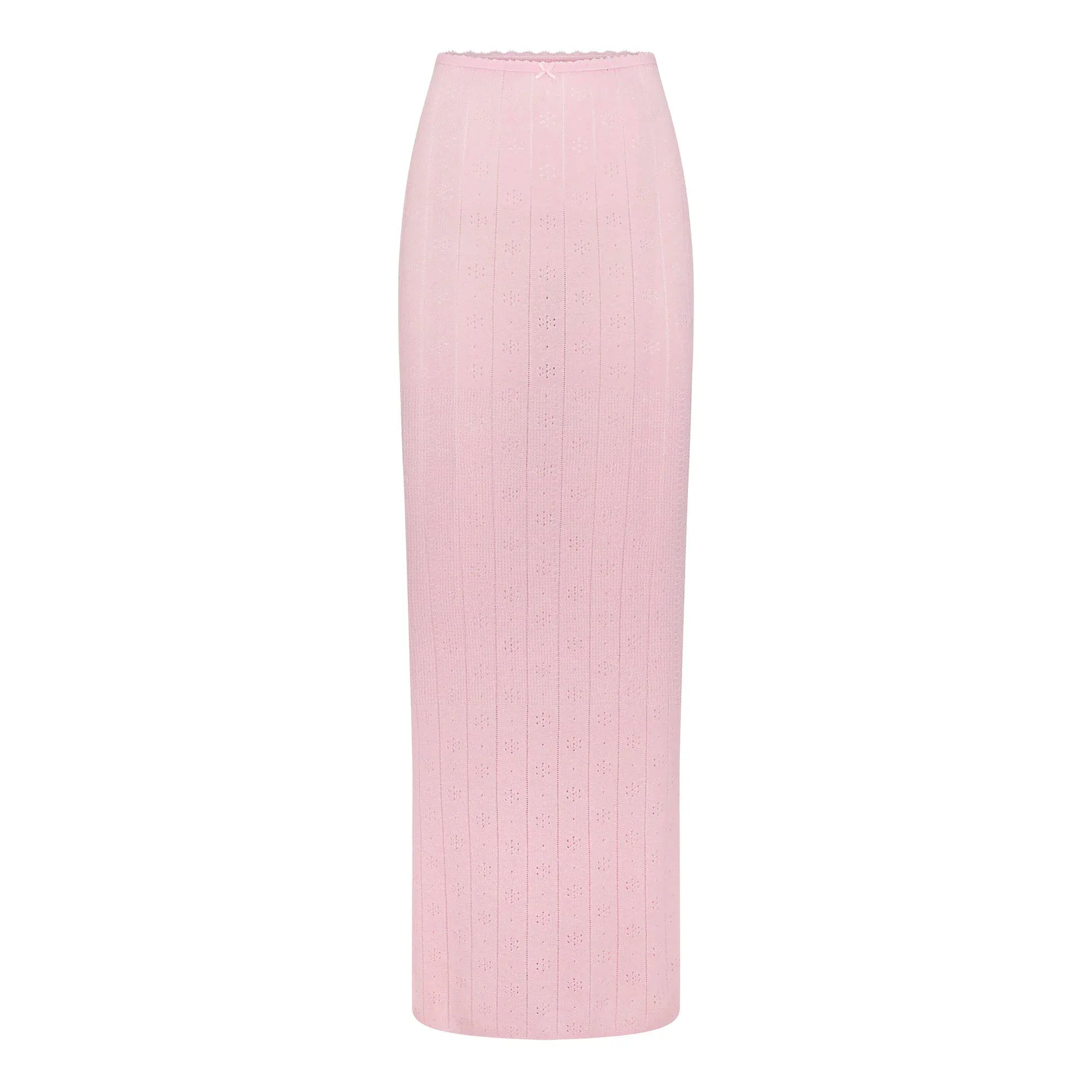 SKIMS SWEATER POINTELLE LONG SKIRT | BABY PINK - ETEK - My Suti