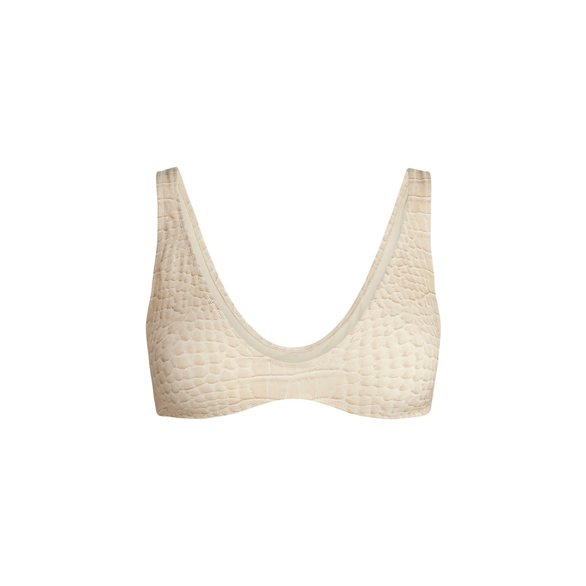 SKIMS SIGNATURE SWIM PLUNGE BIKINI TOP | EGRET CROCODILE PRINT - BIKINI ÜSTÜ - My Suti