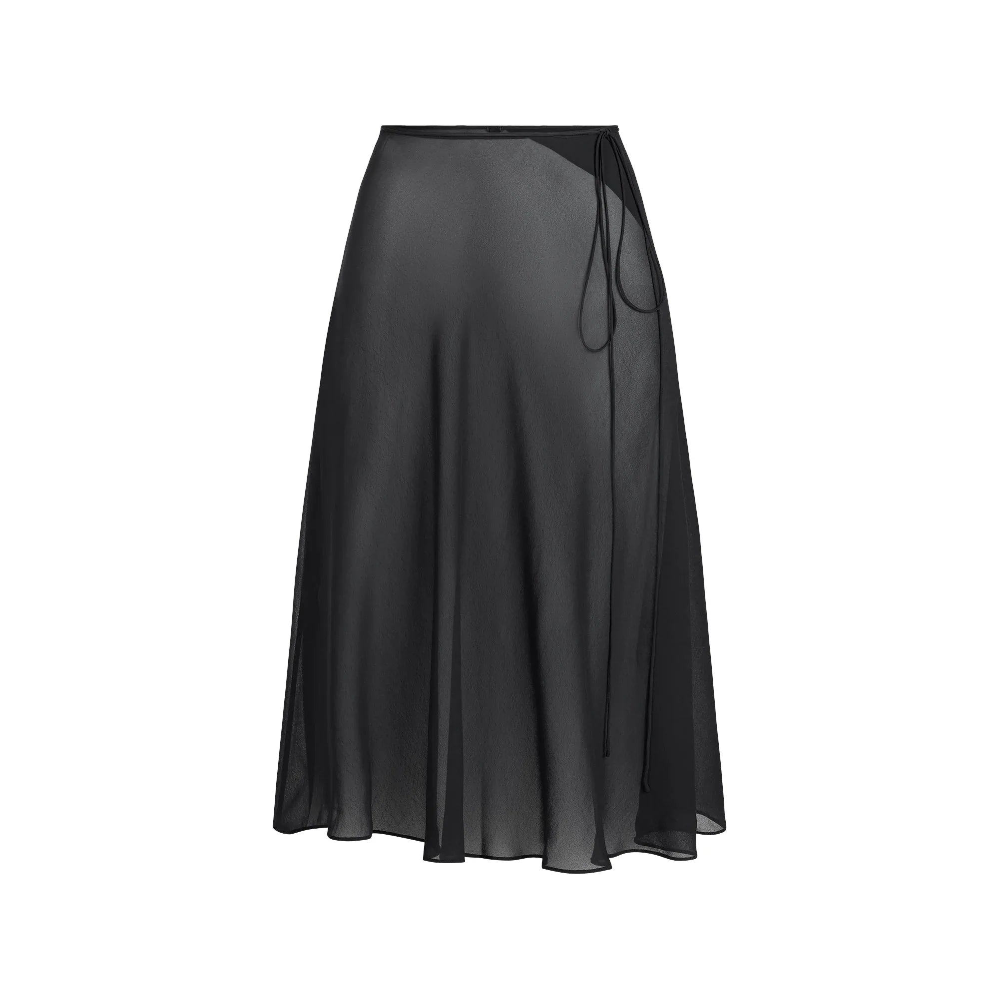 SKIMS SHEER COVER-UPS TIE SIDE MIDI SKIRT | OBSIDIAN - ETEK - My Suti
