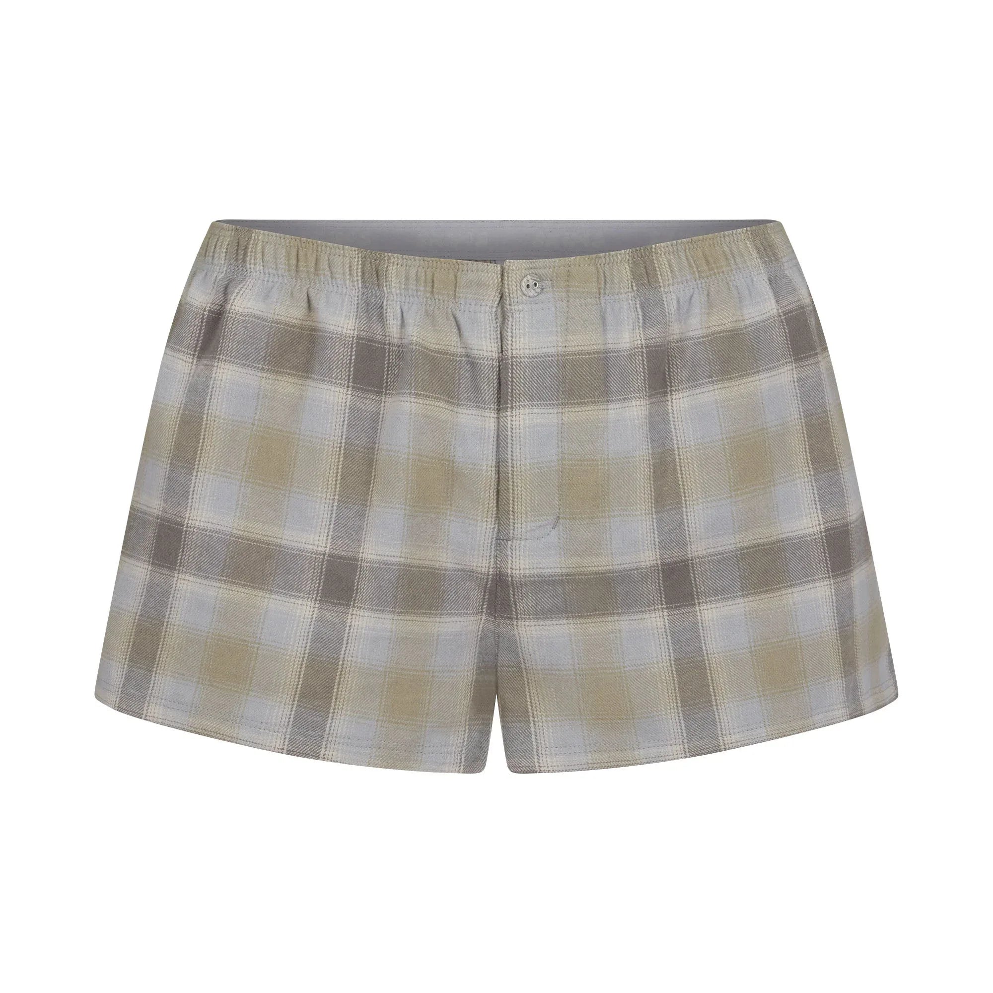 SKIMS FLANNEL SLEEP CHEEKY BOXER | TAUPE PLAID - KUTU ŞORT - My Suti