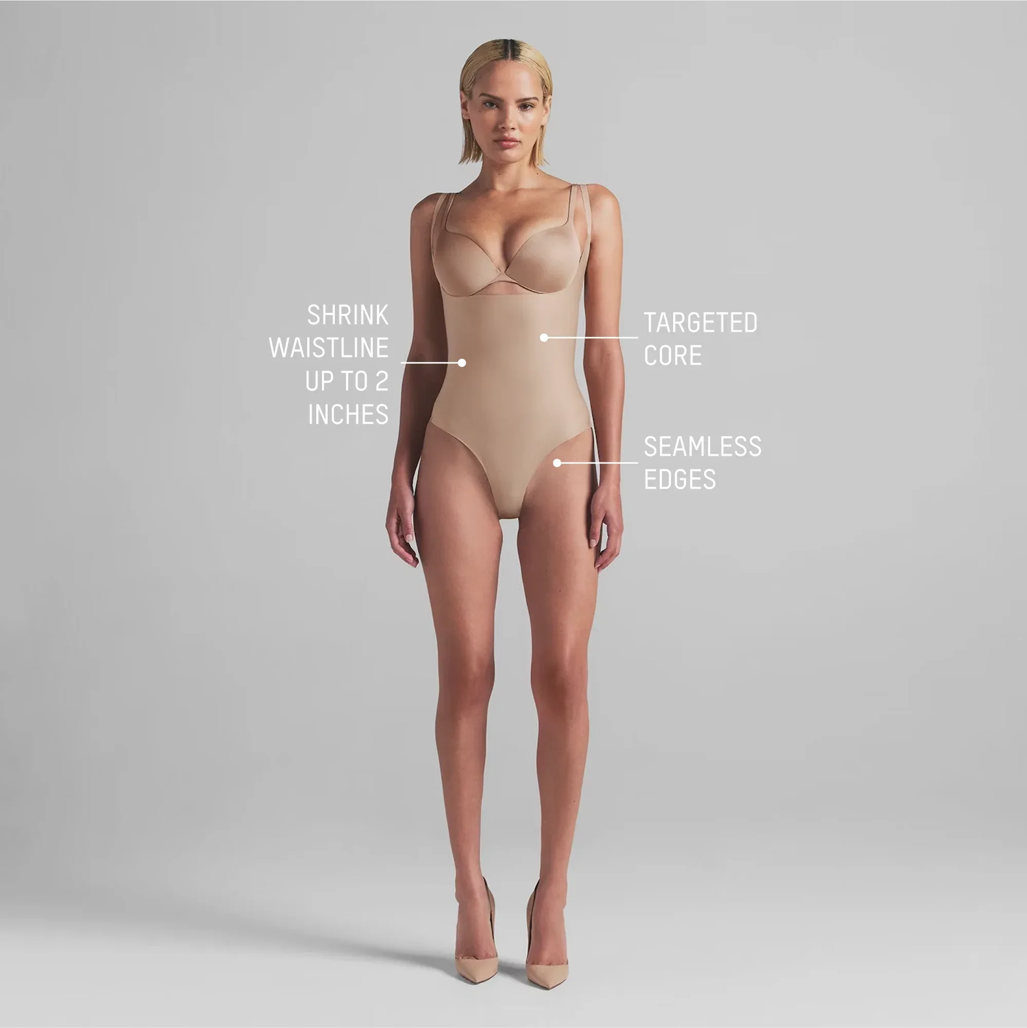 SKIMS BODY CORE SCULPT OPEN BUST THONG BODYSUIT | SAND - BODY SUIT - My Suti