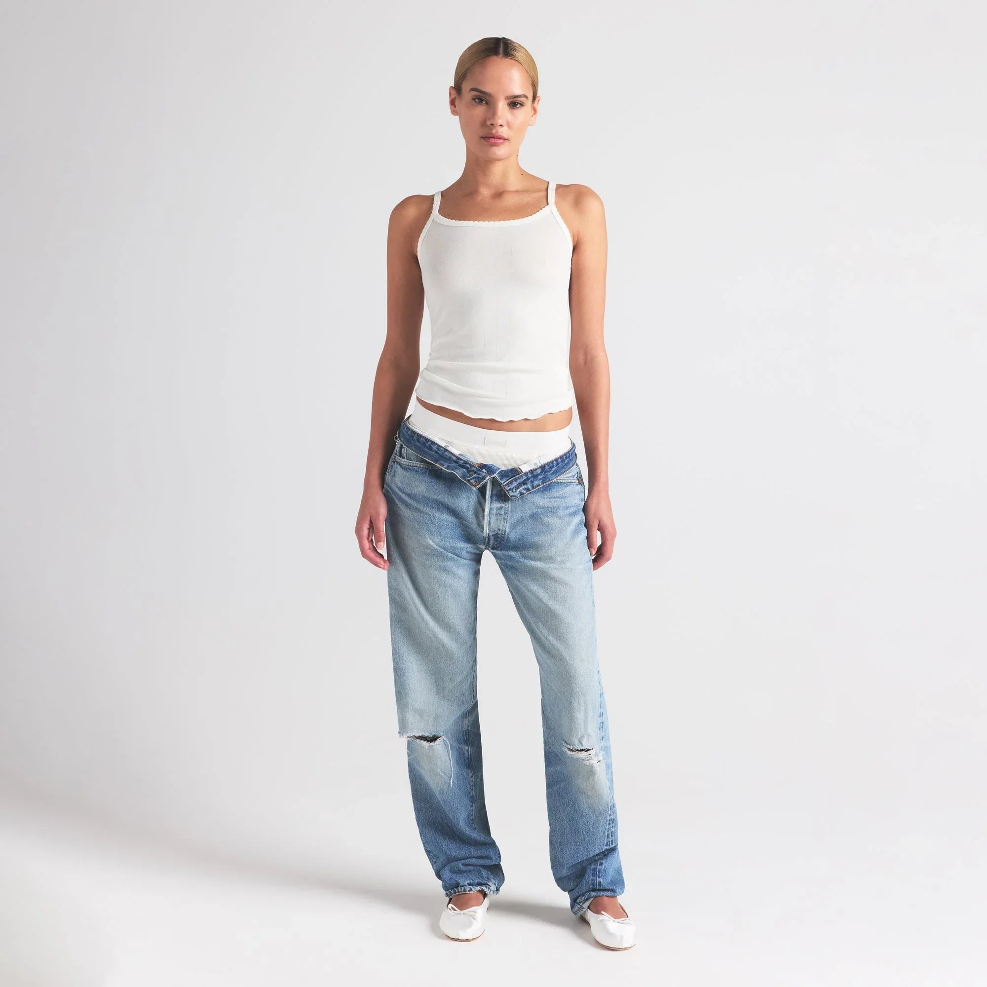 SKIMS DROP NEEDLE POINTELLE LONG CAMI | MARBLE - TİŞÖRT - My Suti