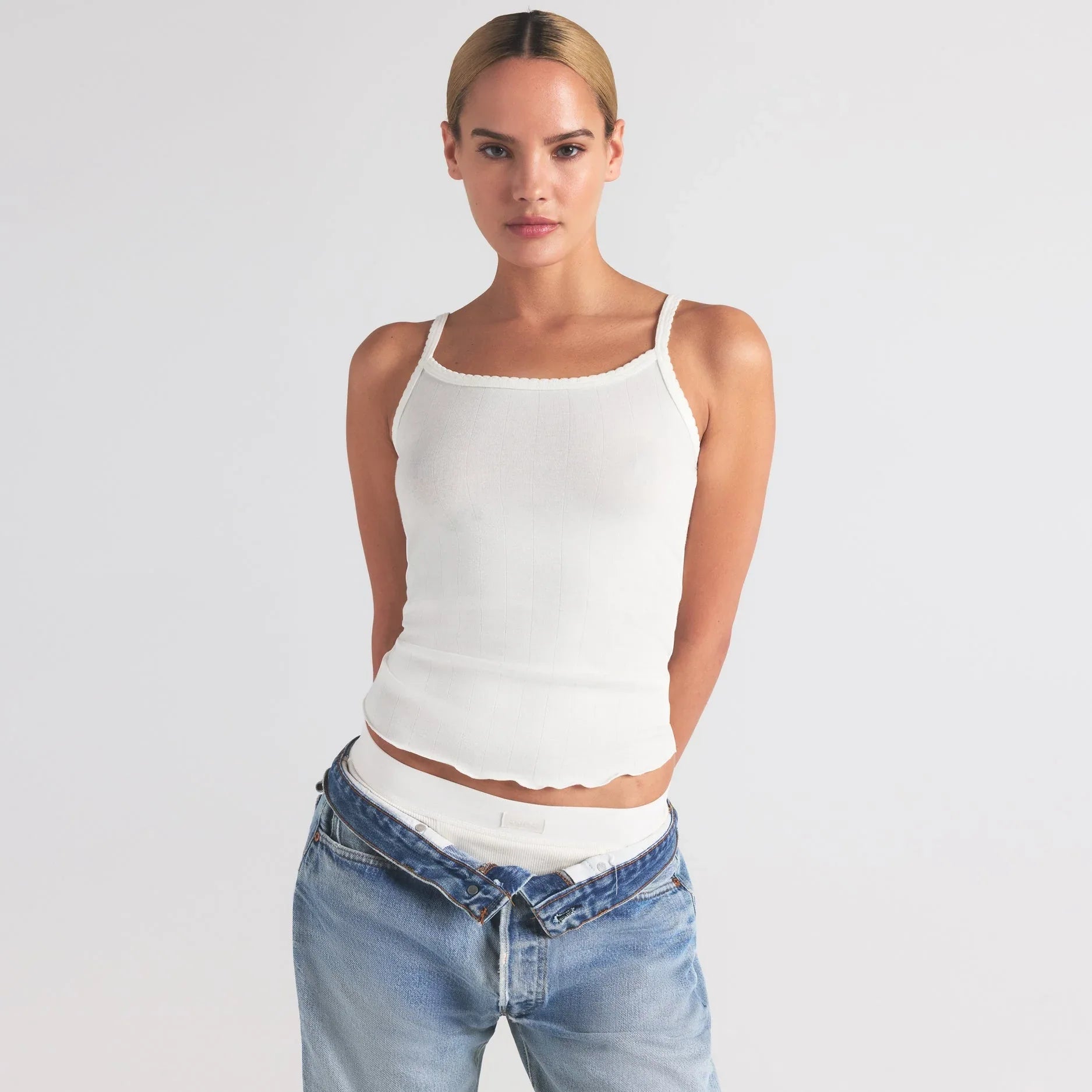 SKIMS DROP NEEDLE POINTELLE LONG CAMI | MARBLE - TİŞÖRT - My Suti