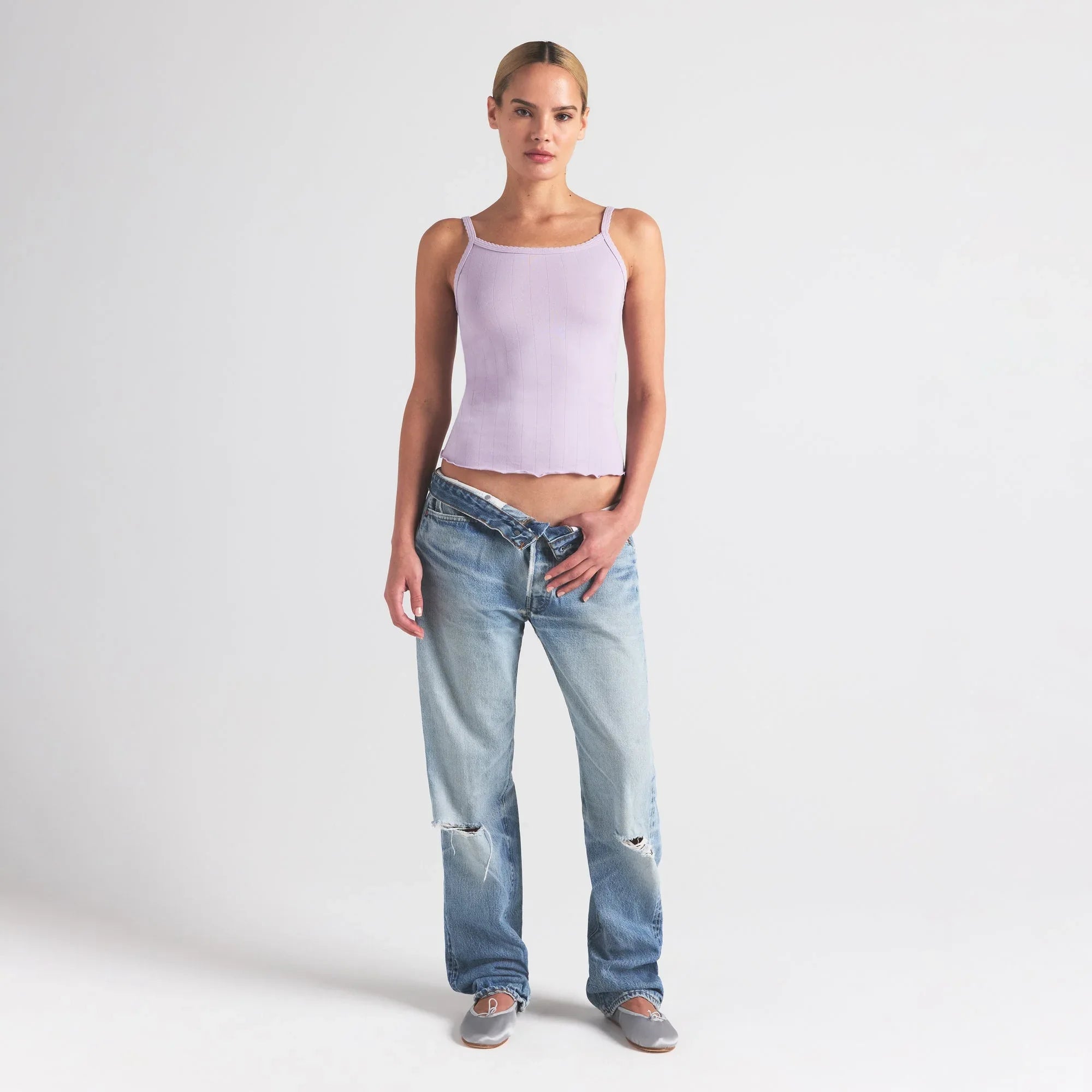 SKIMS DROP NEEDLE POINTELLE LONG CAMI | WISTERIA - TİŞÖRT - My Suti