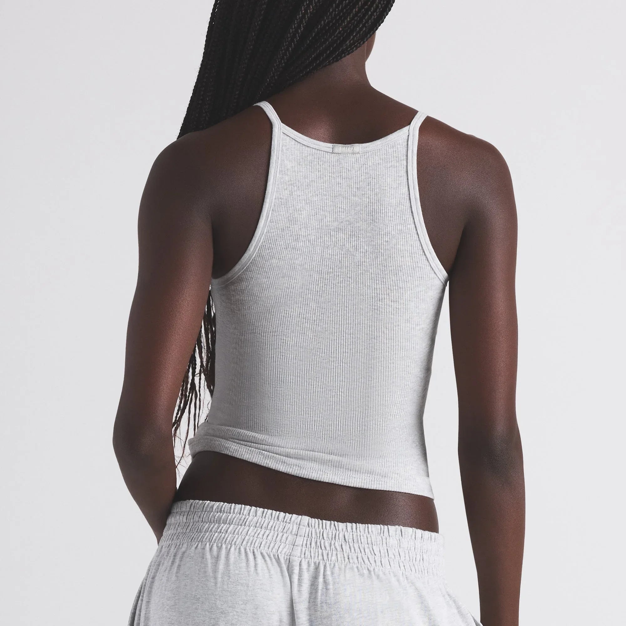 SKIMS COTTON RIB LONG CAMI | LIGHT HEATHER GREY - TİŞÖRT - My Suti