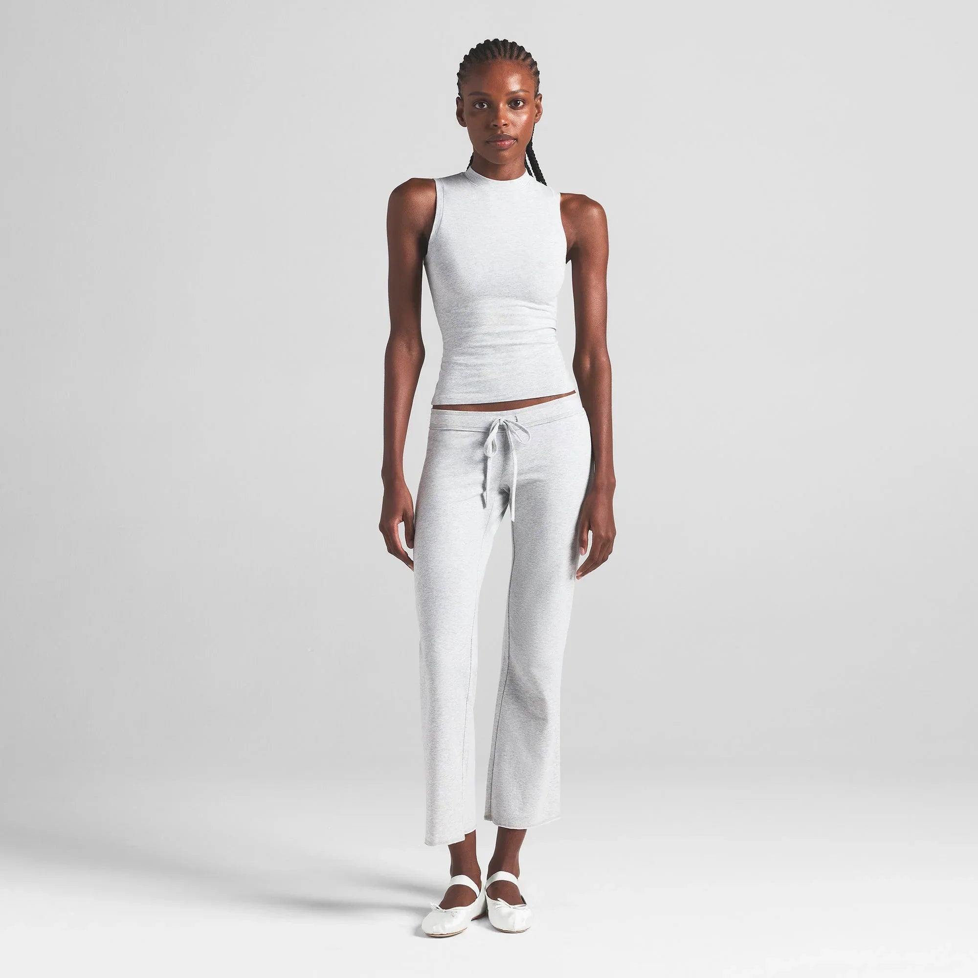 SKIMS COTTON JERSEY MOCK NECK TANK | LIGHT HEATHER GREY - TİŞÖRT - My Suti